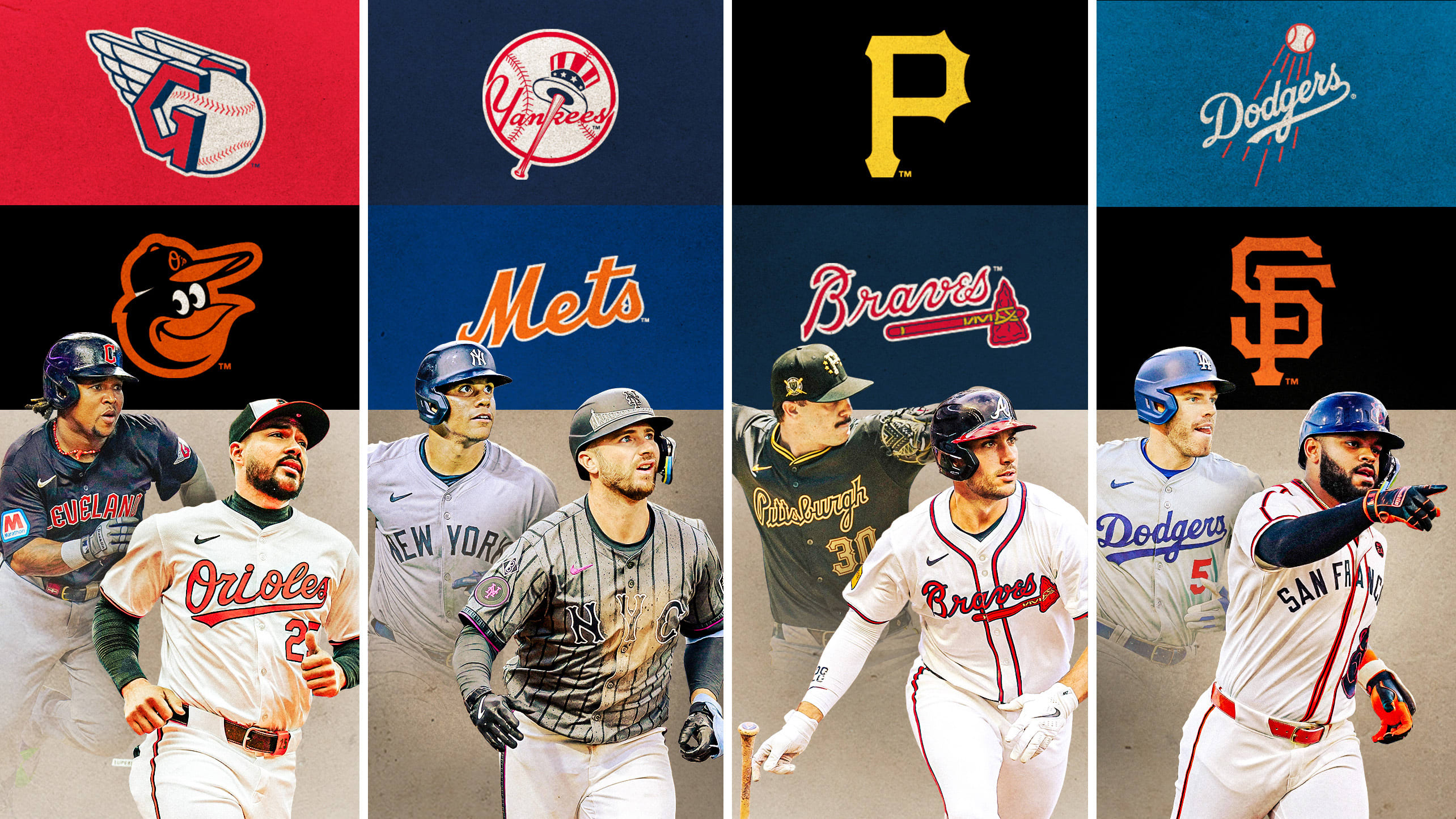 A collage featuring players and logos of teams playing each other this week