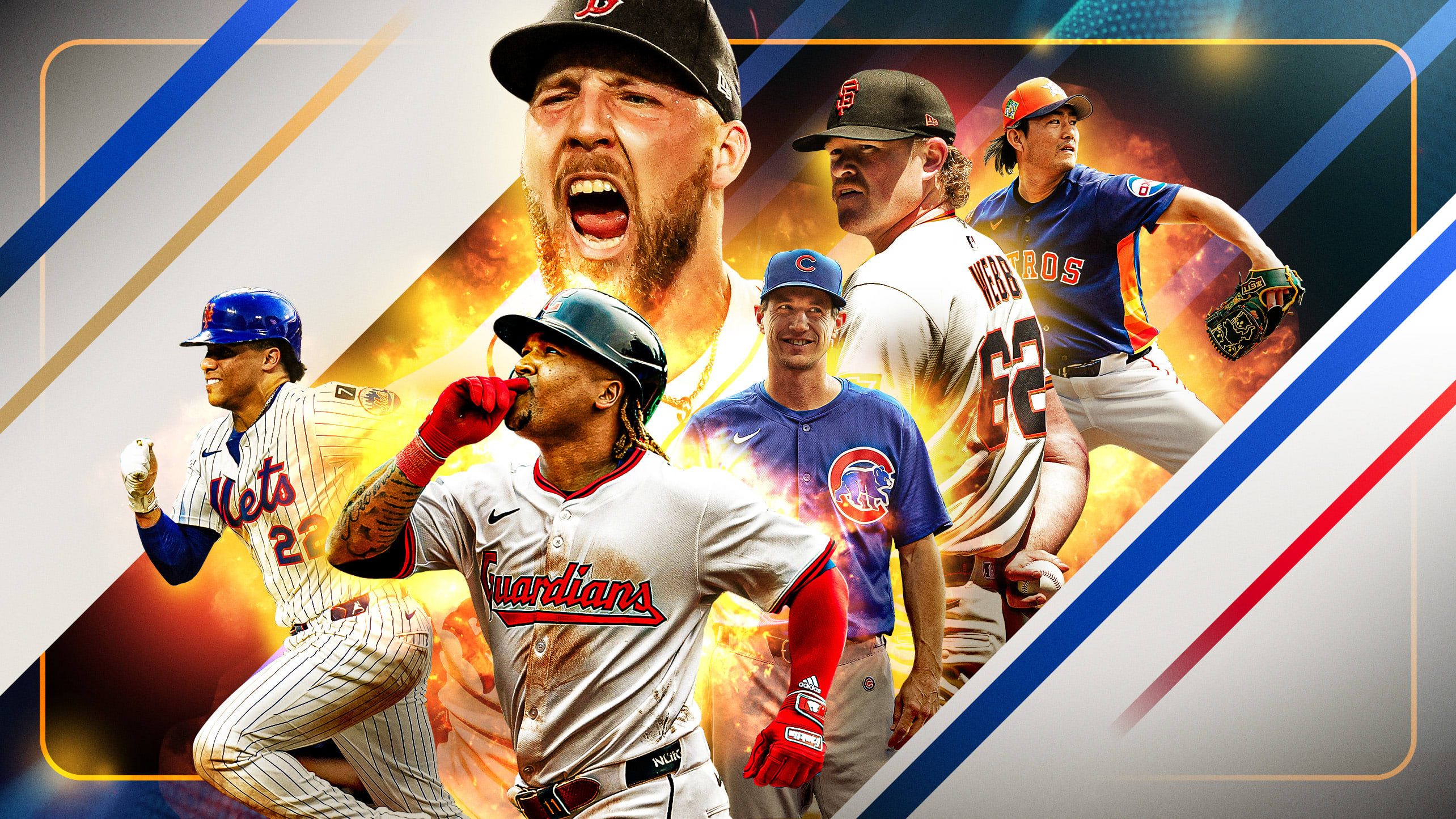 Juan Soto, José Ramírez, Garrett Crochet, Craig Counsell, Logan Webb and Tatsuya Imai