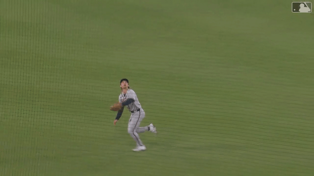 An animated gif of Jim Jarvis making a diving catch on the grass