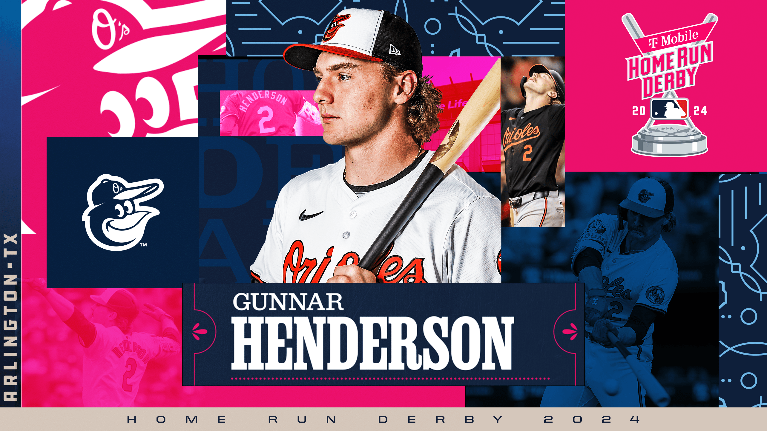 Photos of Gunnar Henderson with the Home Run Derby logo