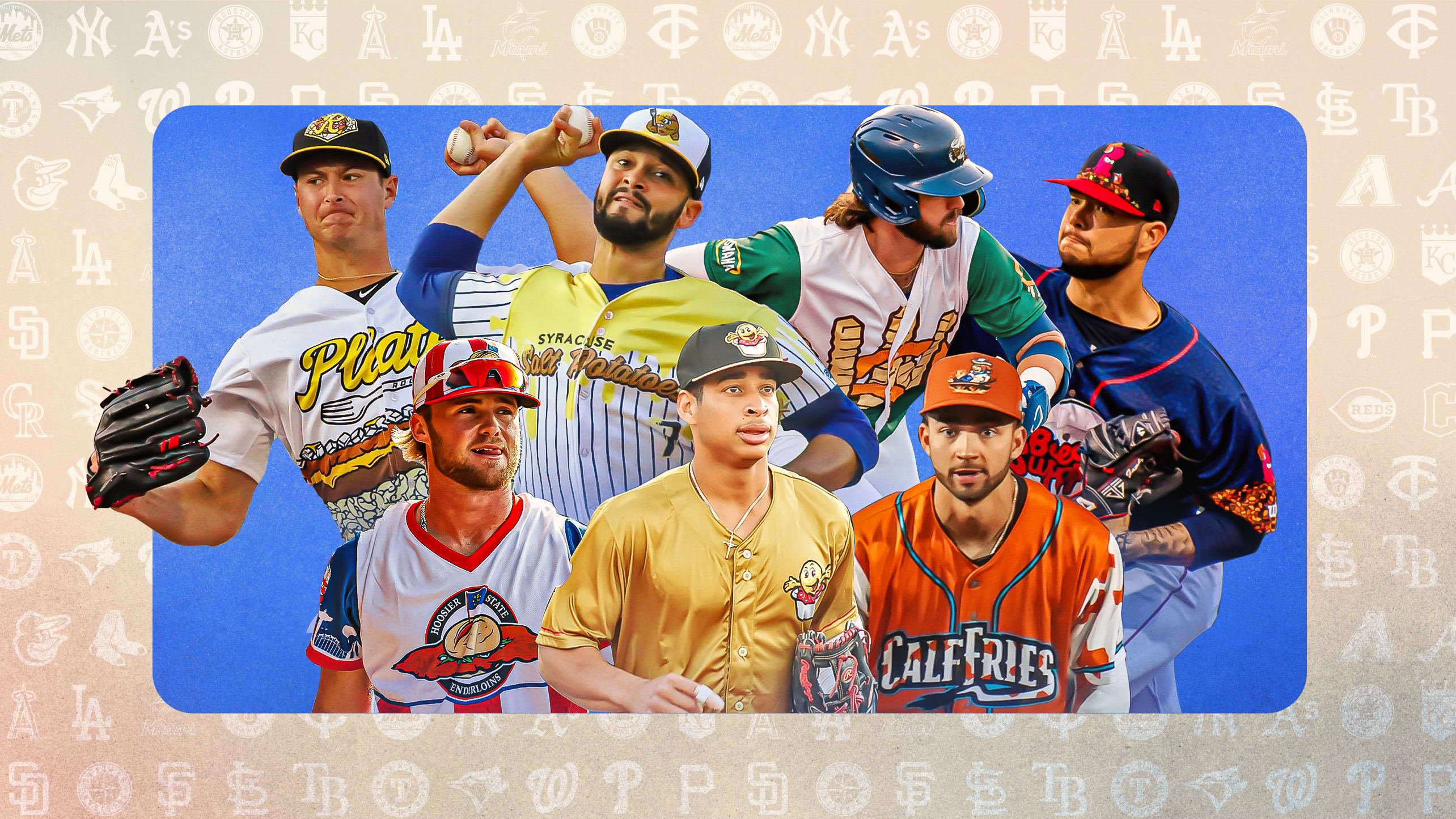 A montage of Minor League players in alternate uniforms