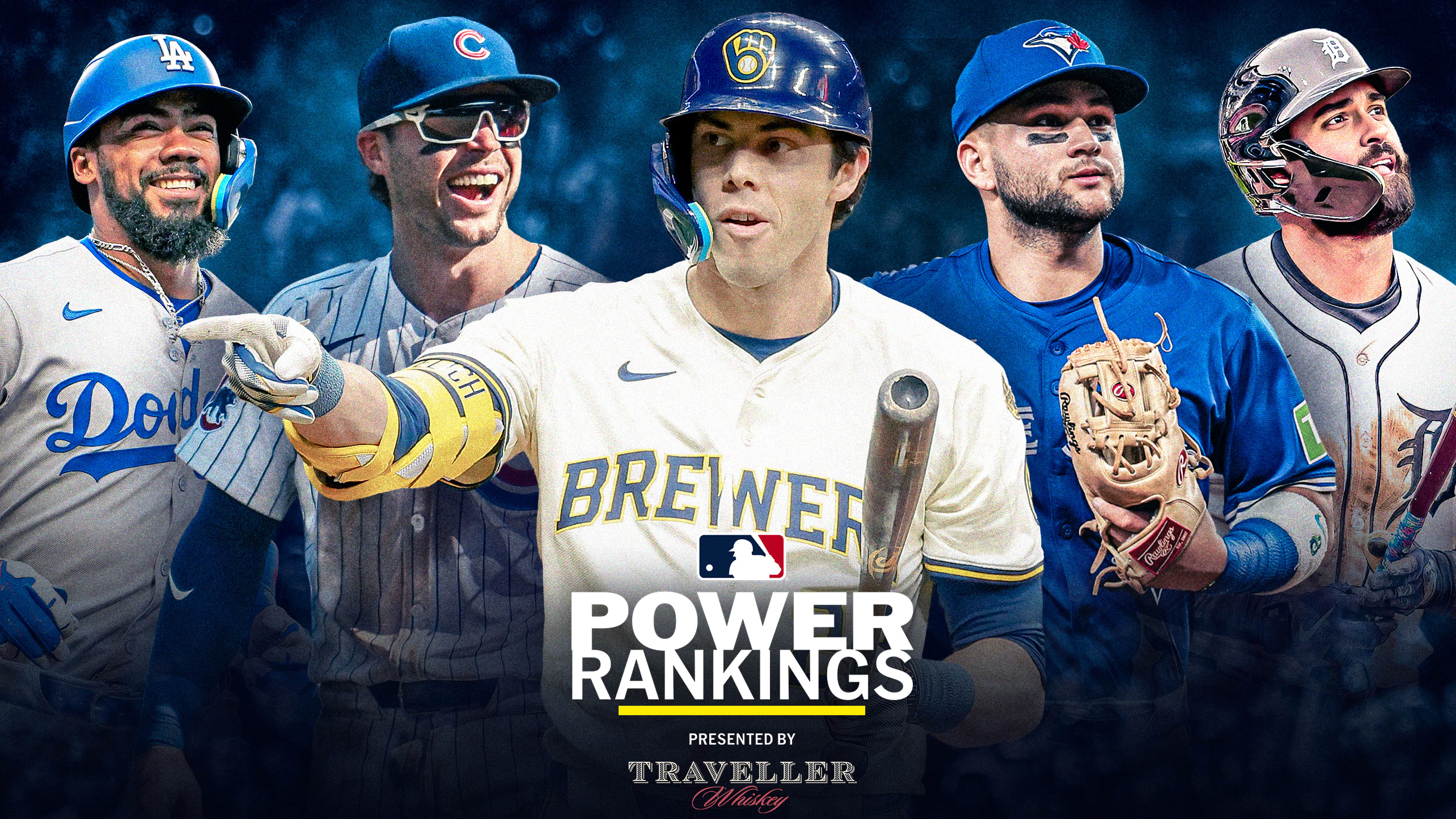 Teoscar Hernández, Nico Hoerner, Christian Yelich, Bo Bichette and Riley Greene