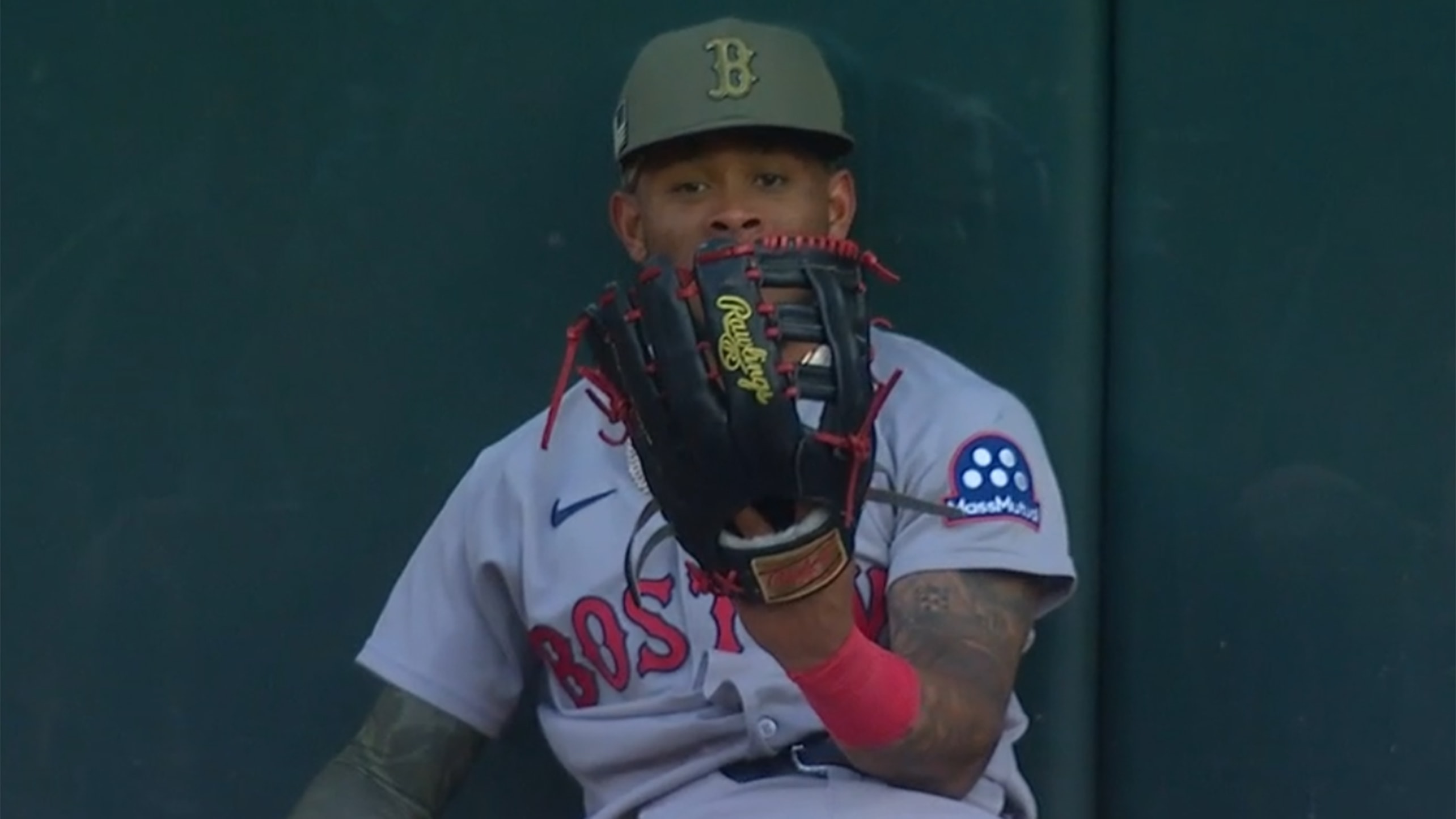 Ceddanne Rafaela stares into his empty glove