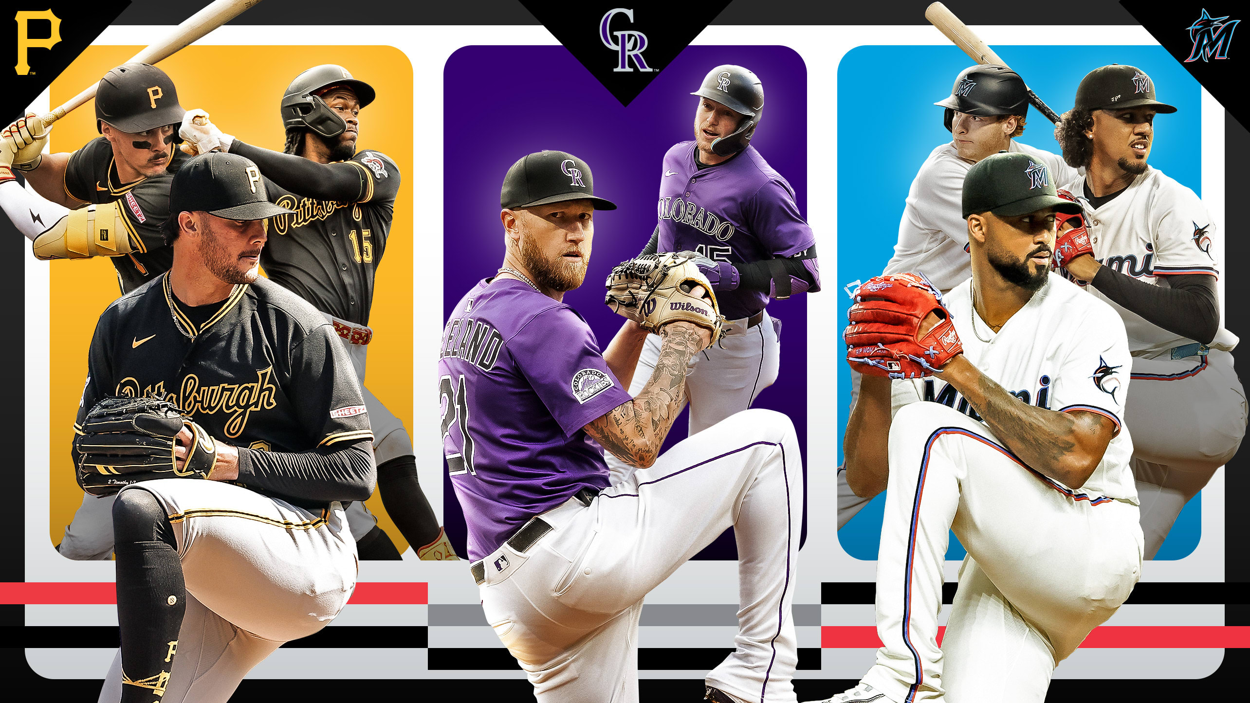 Three players each for the Pirates and Marlins and two for the Rockies
