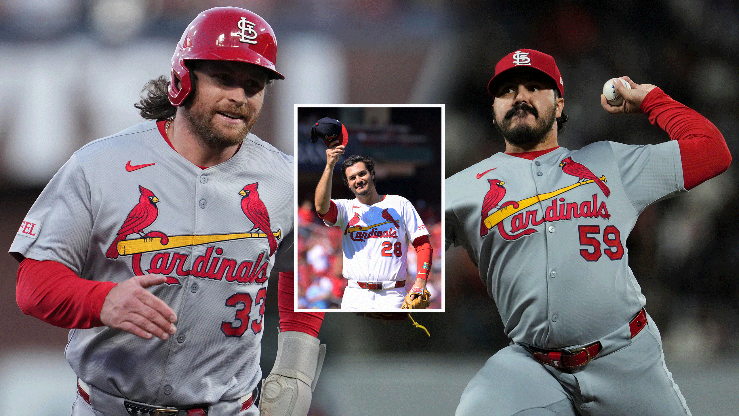 Brendan Donovan, Nolan Arenado and JoJo Romero