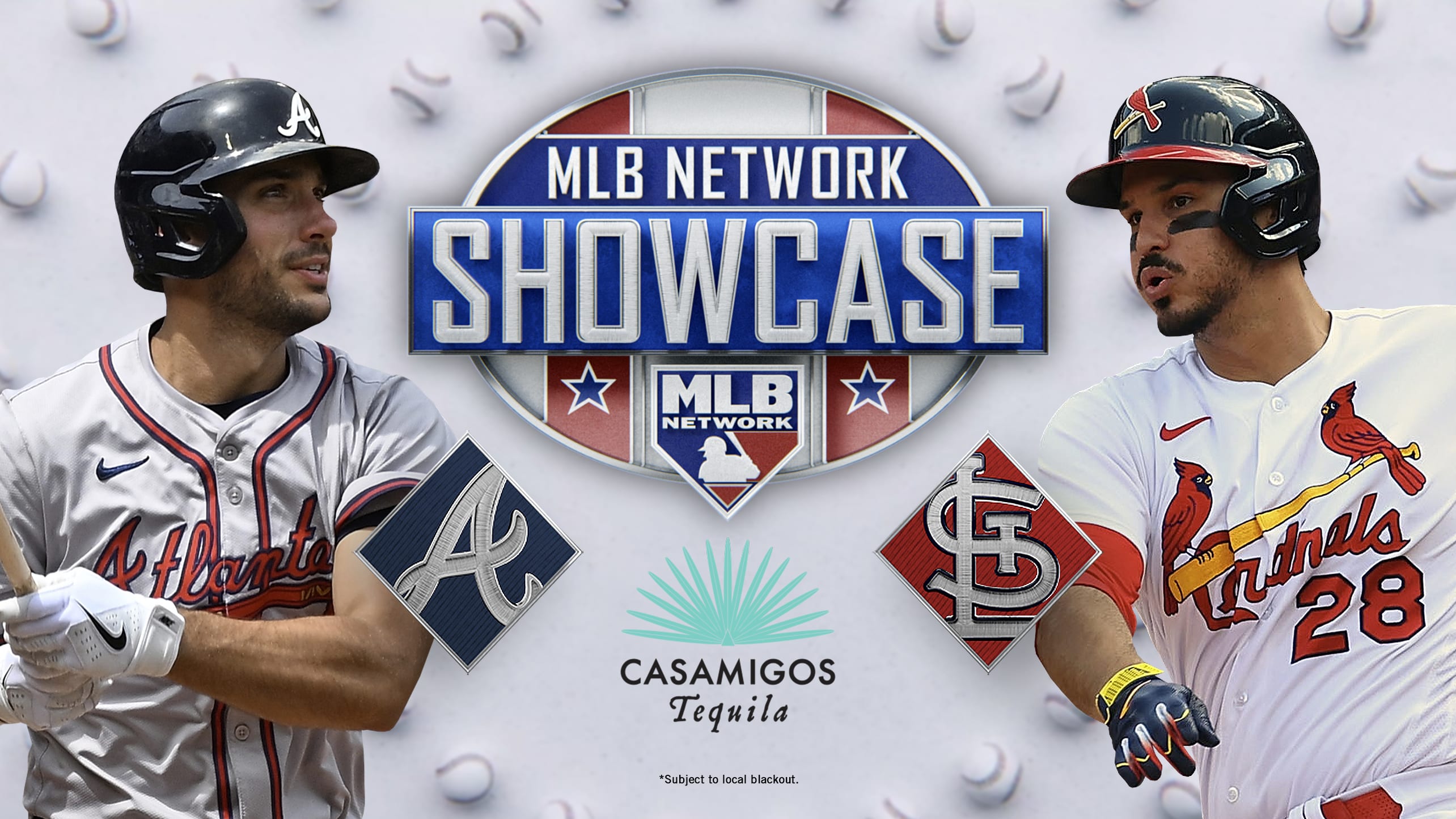 Matt Olson and Nolan Arenado with the Network Showcase logo