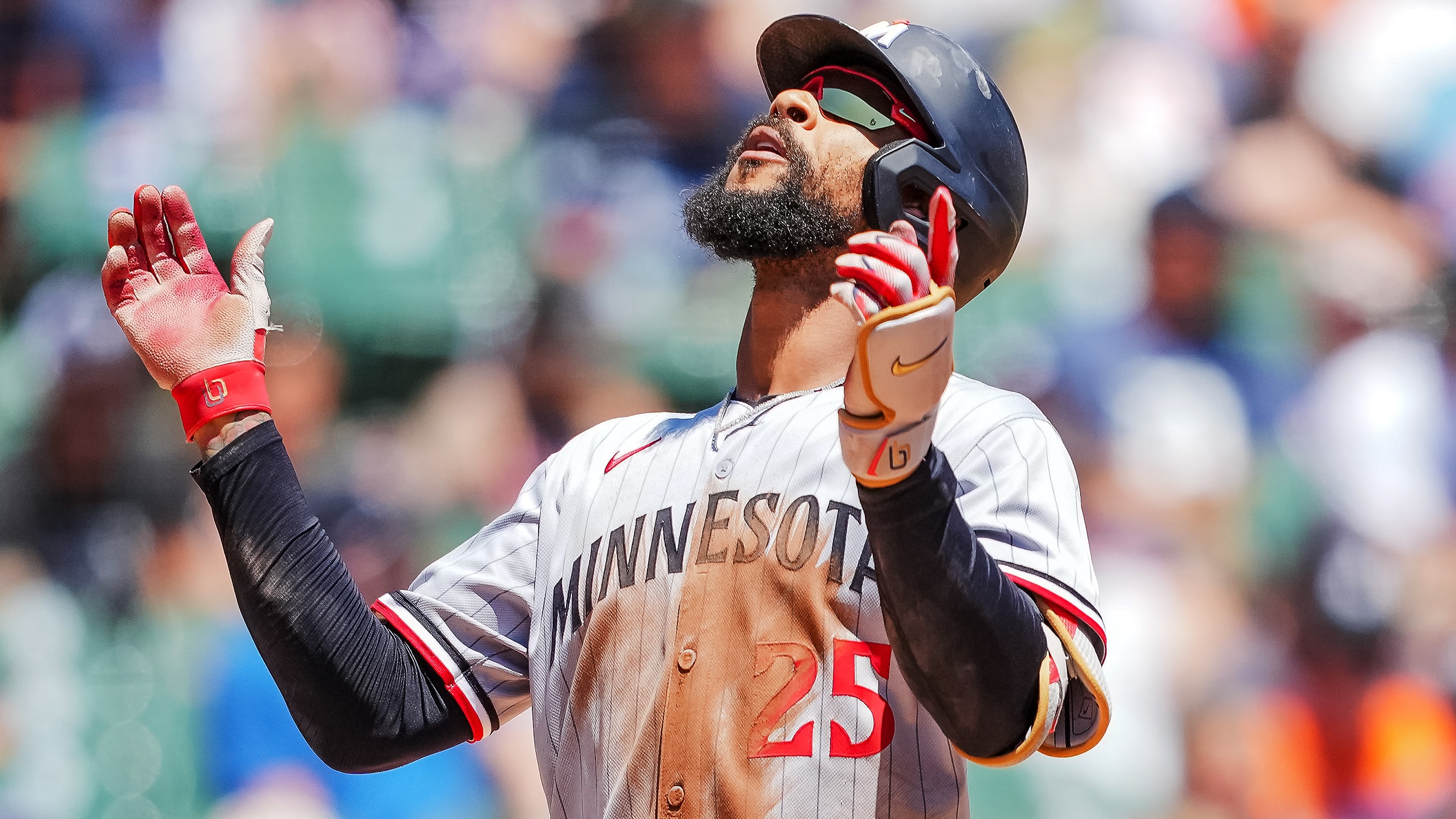 Byron Buxton celebrates after hitting a two-run homer
