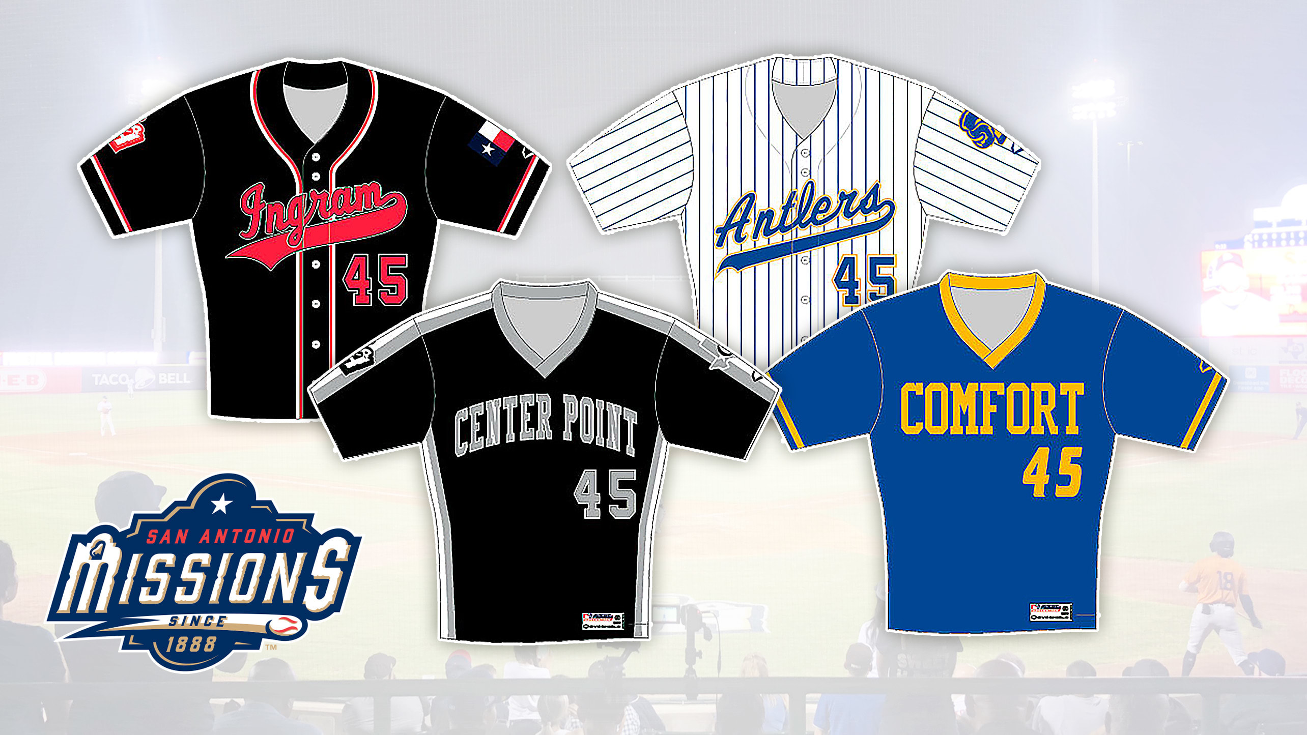 San Antonio Missions jerseys that are part of an auction for flood relief efforts