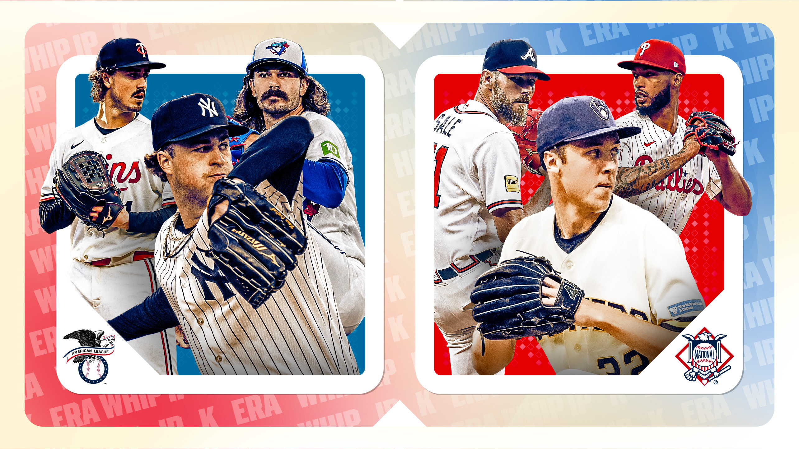 Joe Ryan, Cam Schlittler, Dylan Cease, Chris Sale, Jacob Misiorowski and Cristopher Sánchez