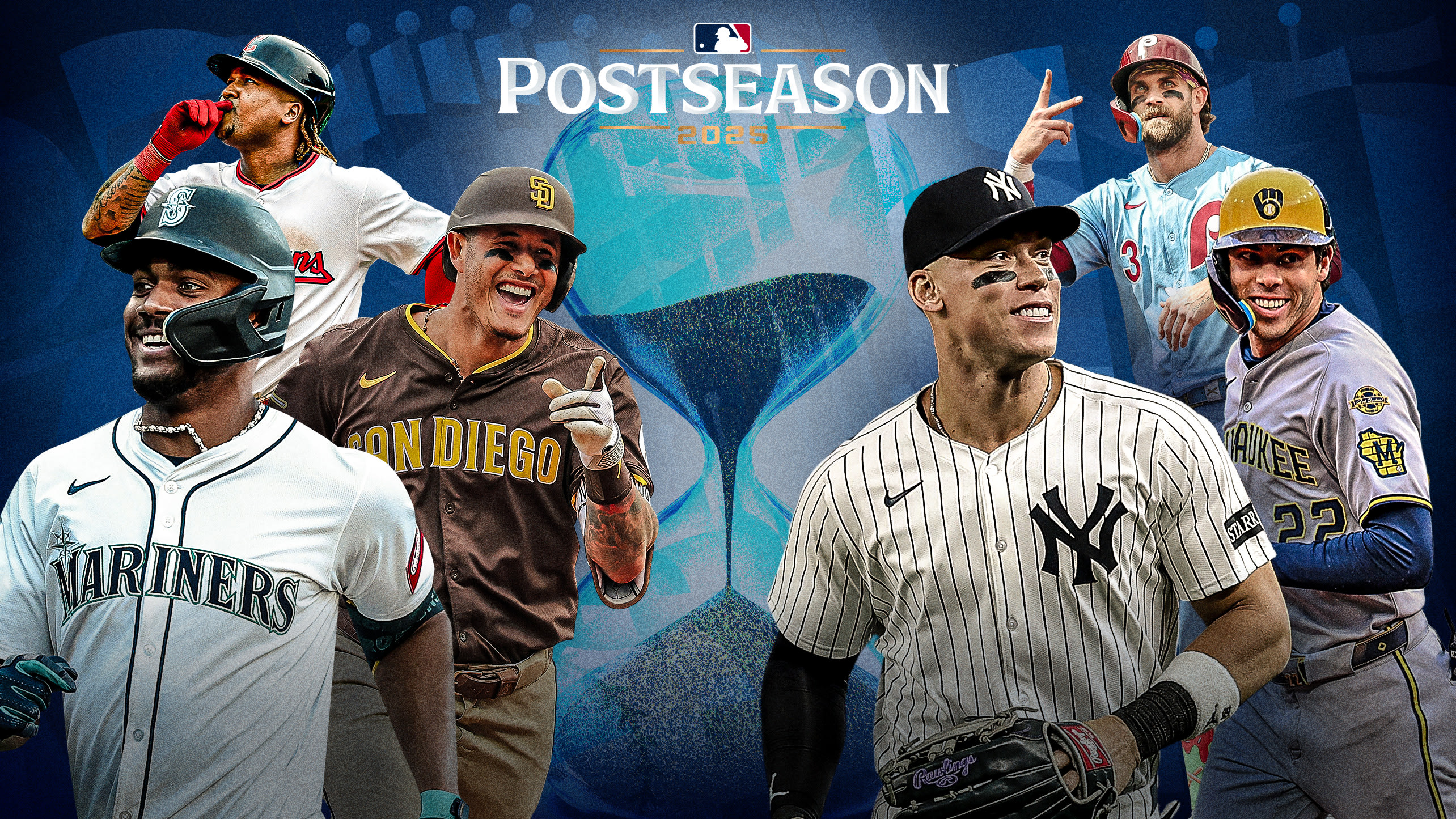 Julio Rodríguez, José Ramírez, Manny Machado, Aaron Judge, Bryce Harper and Christian Yelich