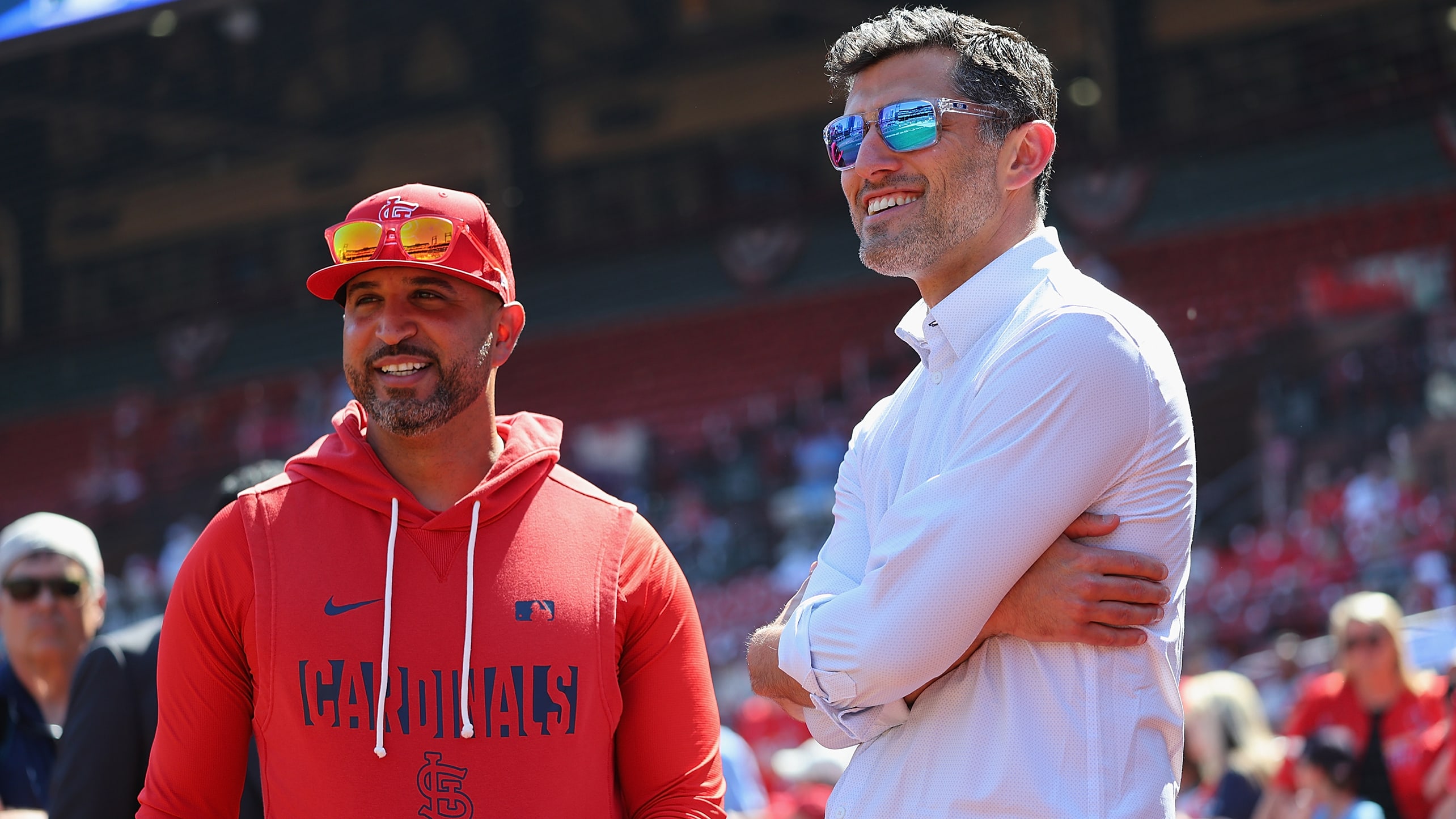 Manager Oliver Marmol and team president Chaim Bloom
