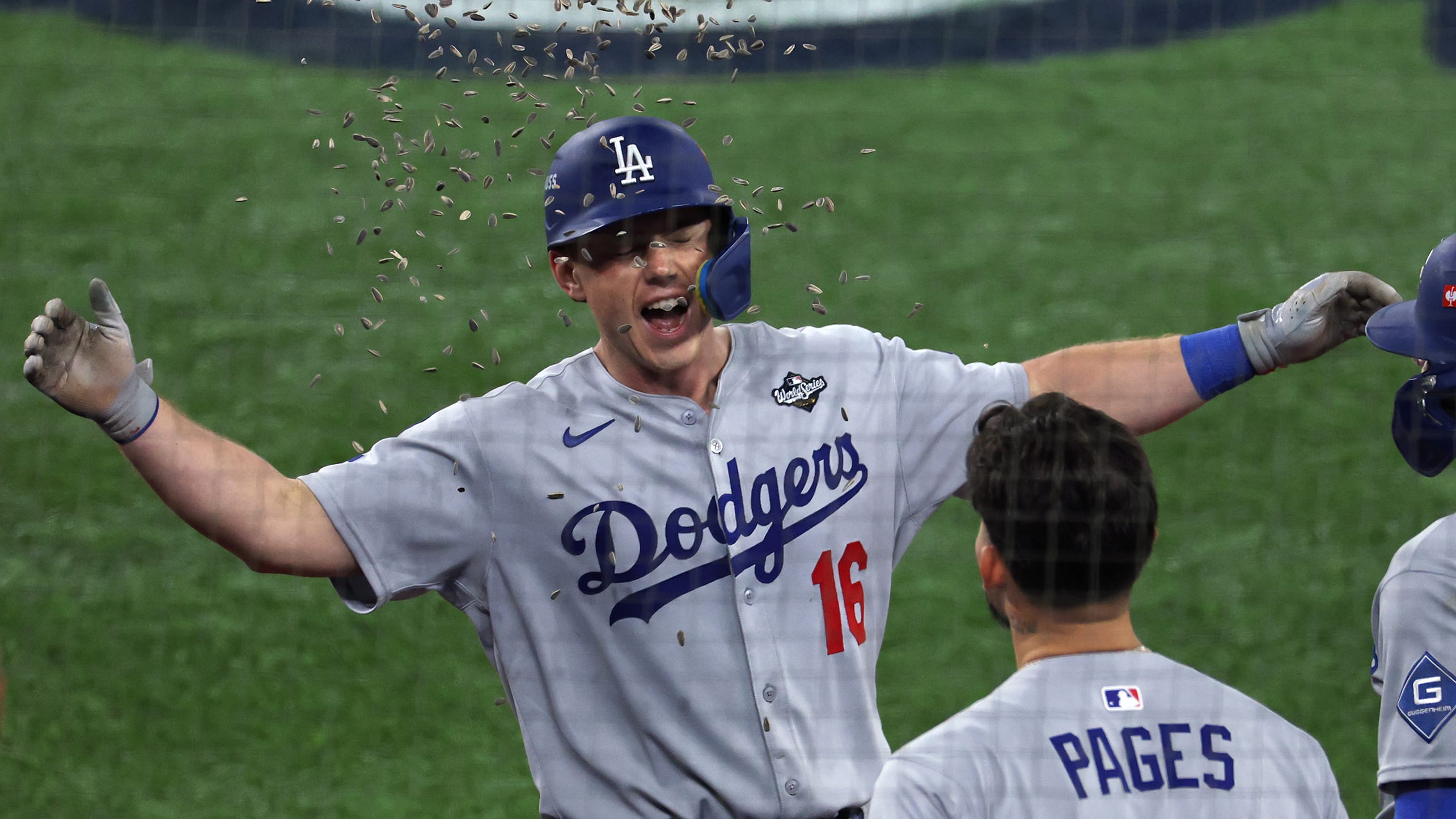 Will Smith is showered with sunflower seeds