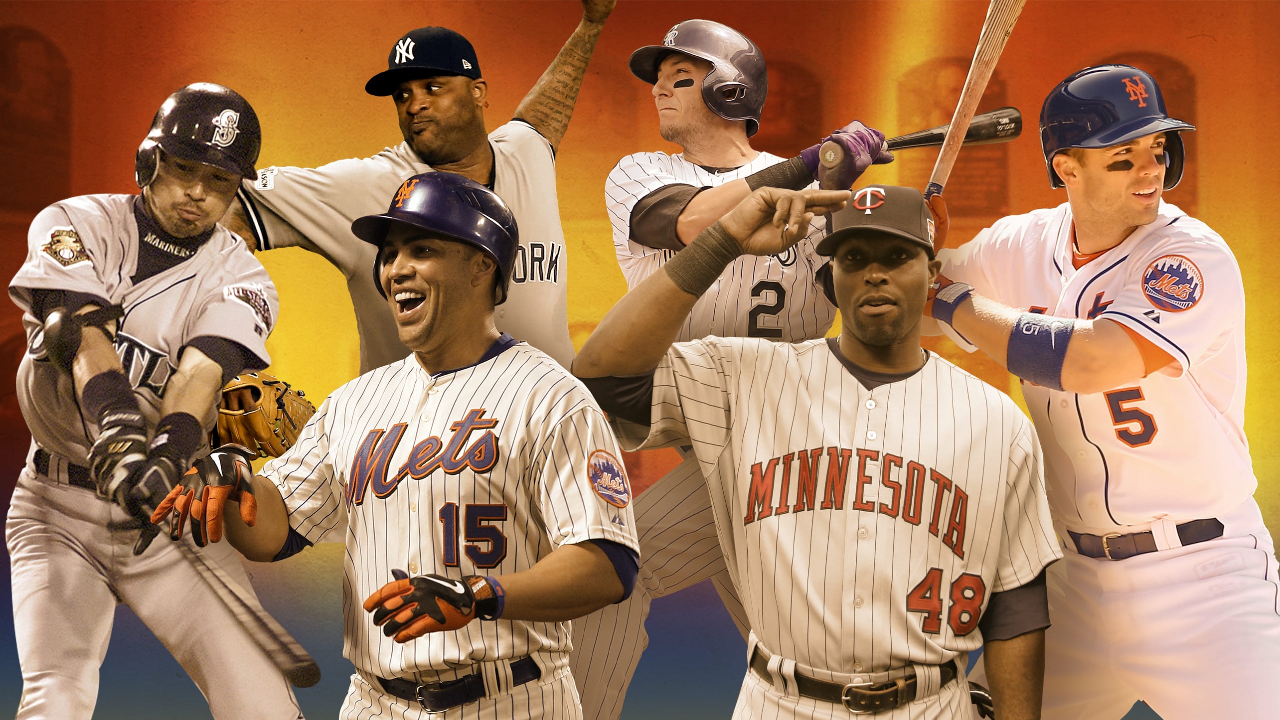 Ichiro Suzuki, CC Sabathia, Carlos Beltrán, Troy Tulowitzki, Torii Hunter and David Wright