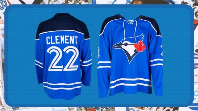 The Blue Jays' Ernie Clement hockey jersey giveaway