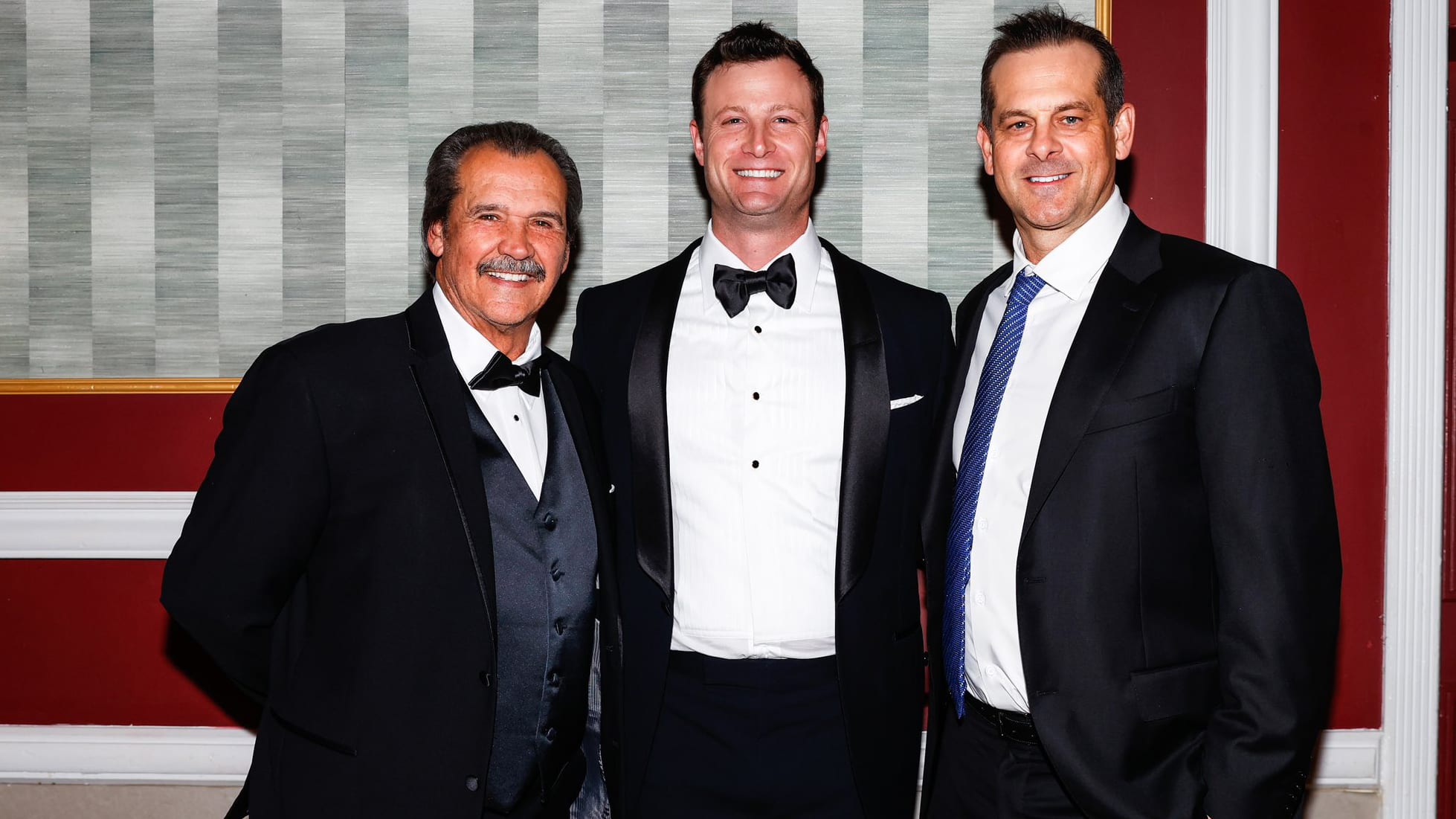 Ron Guidry, Gerrit Cole and Aaron Boone at the BBWAA Award dinner