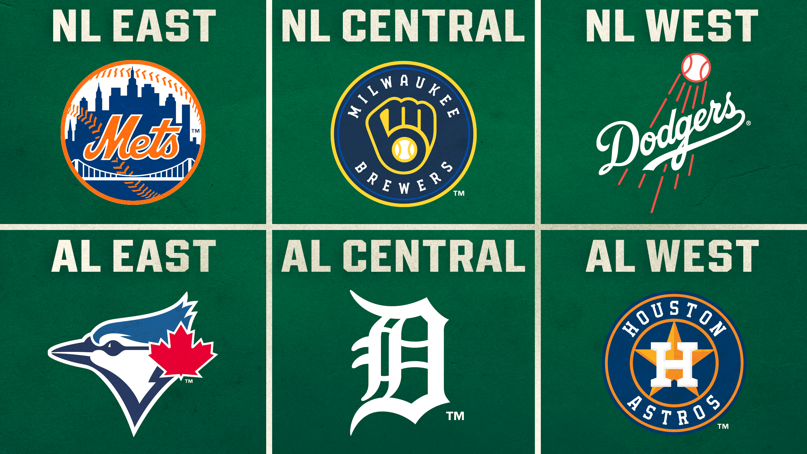The Mets, Brewers, Dodgers, Blue Jays, Tigers and Astros are in first place to begin August