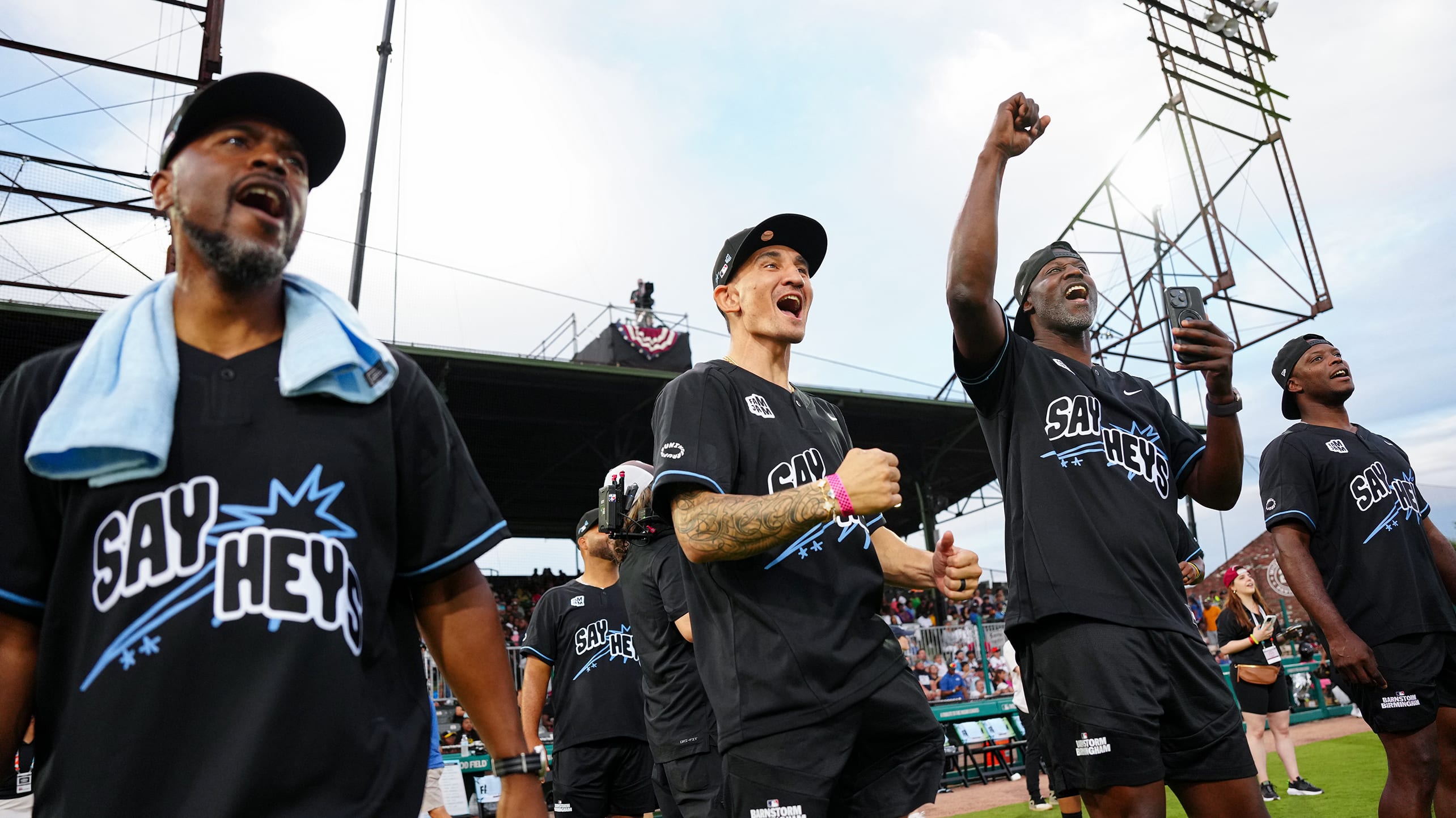 The Say Heys took on the Hammers in a celebrity softball game at Rickwood Field