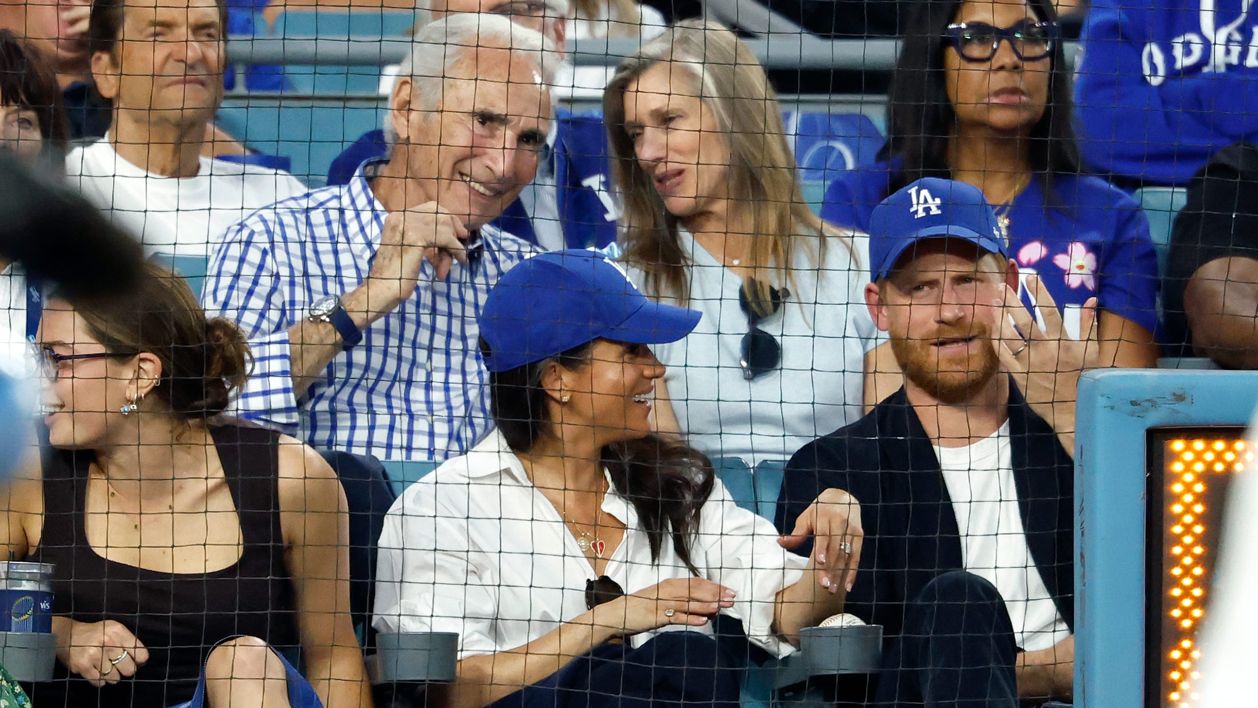 Meghan and Prince Harry at Dodger Stadium in front of Sandy Koufax