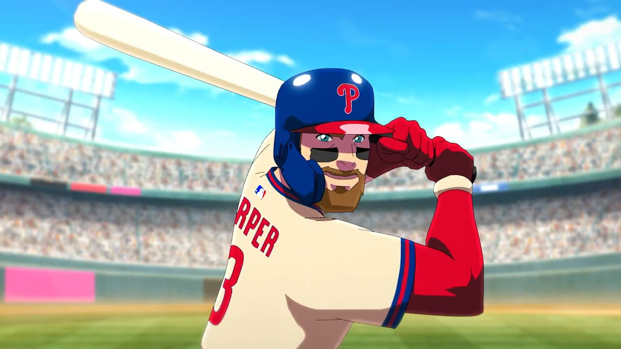 A screen grab from an animated video of Bryce Harper