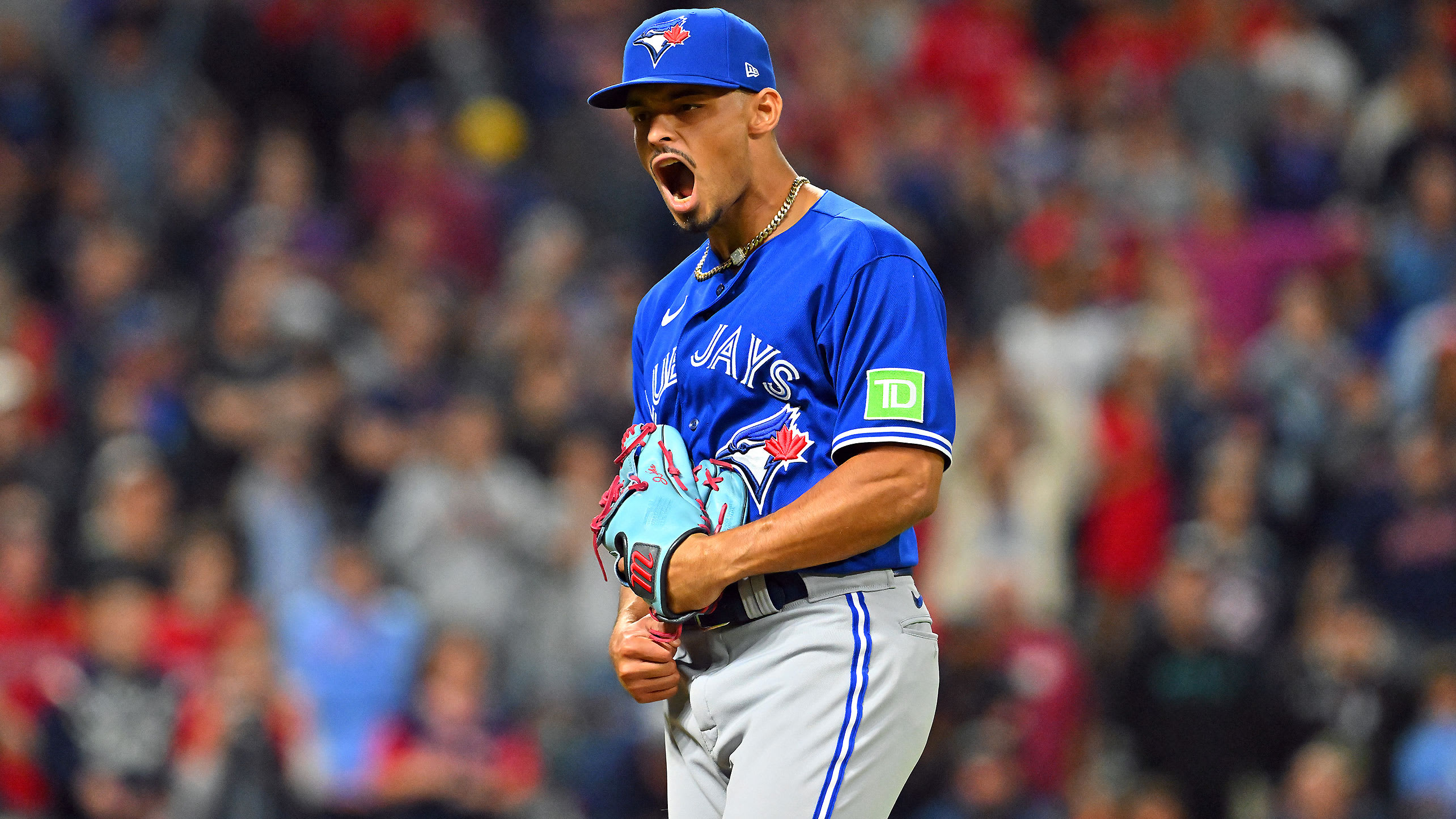 Jordan Hicks celebrates on the mound