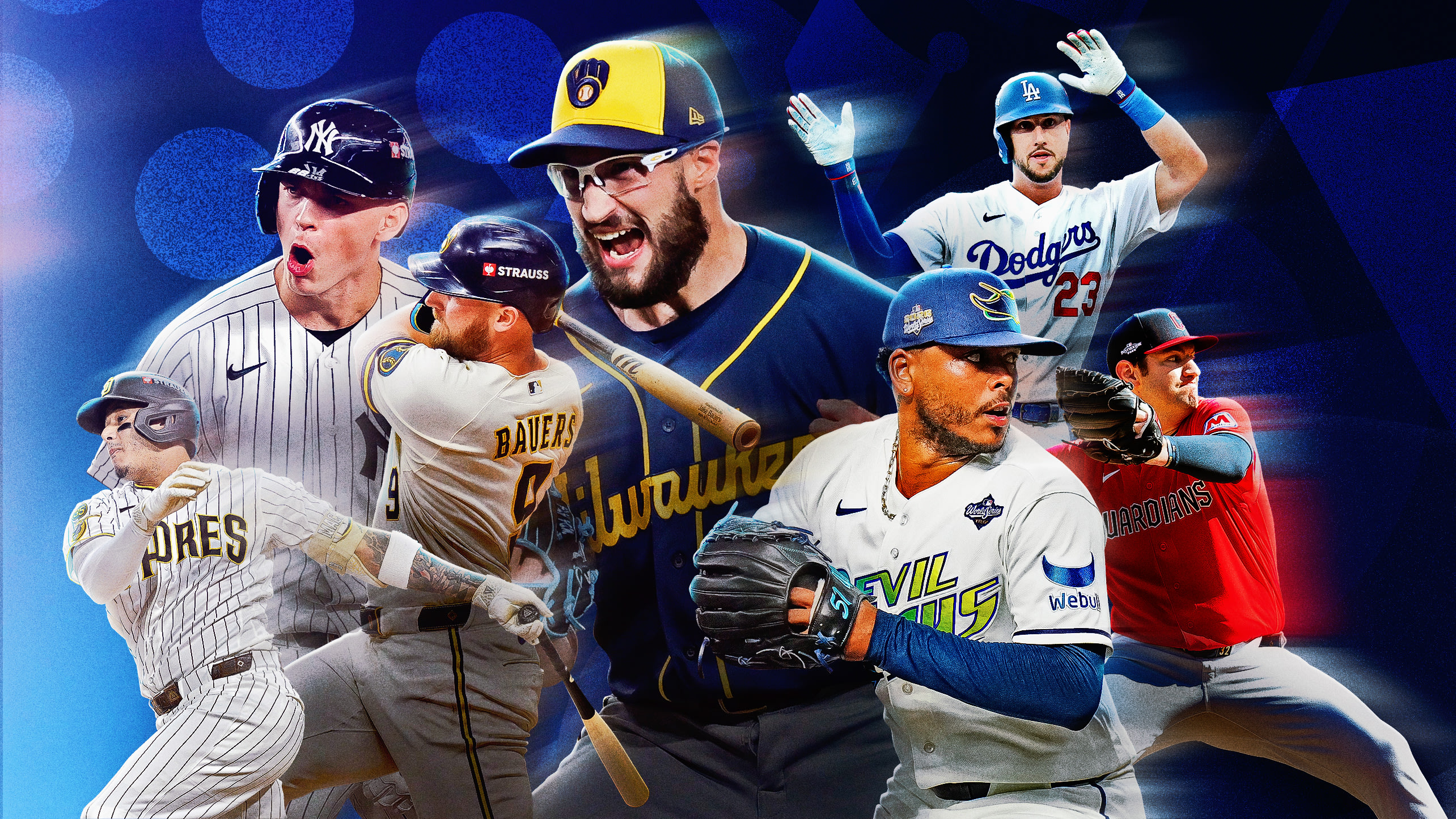Manny Machado, Ben Rice, Jake Bauers, Aaron Ashby, Freddy Peralta, Kyle Tucker and Gavin Williams
