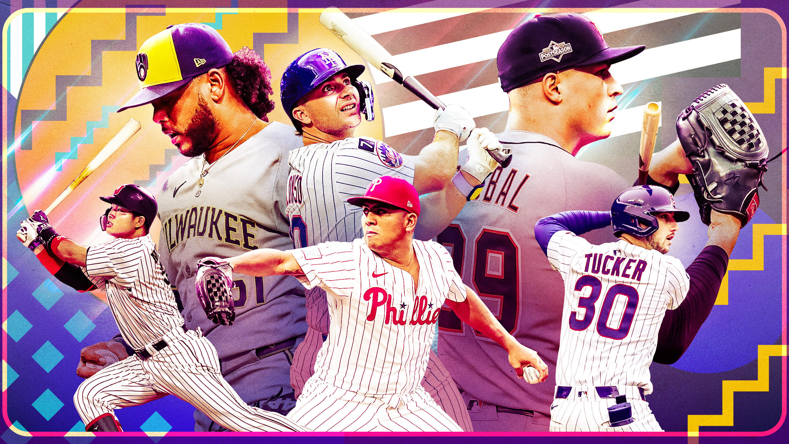  Munetaka Murakami, Freddy Peralta, Pete Alonso, Ranger Suárez, Tarik Skubal and Kyle Tucker