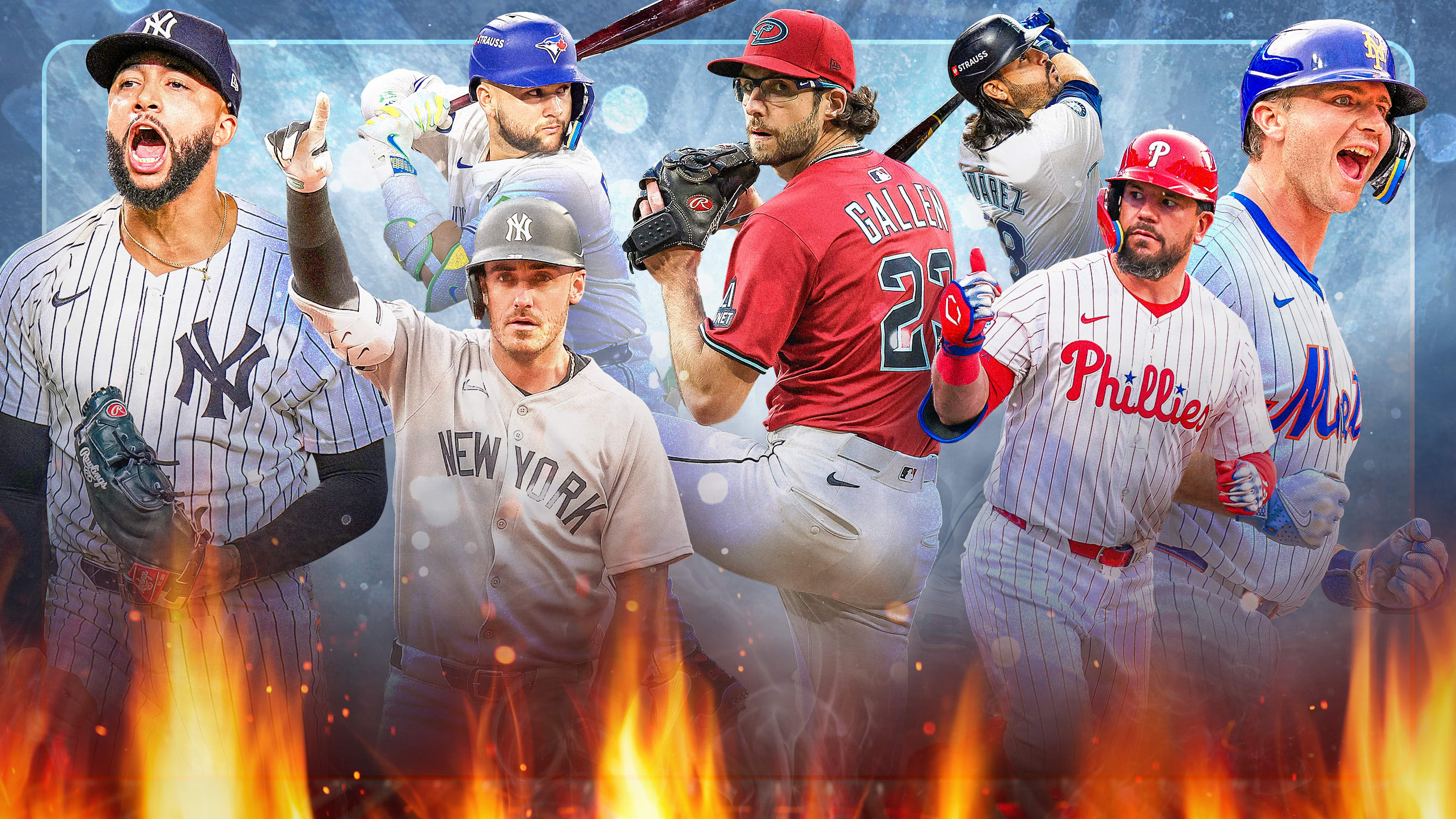 Devin Williams, Bo Bichette, Cody Bellinger, Zac Gallen, Eugenio Suárez, Kyle Schwarber and Pete Alonso