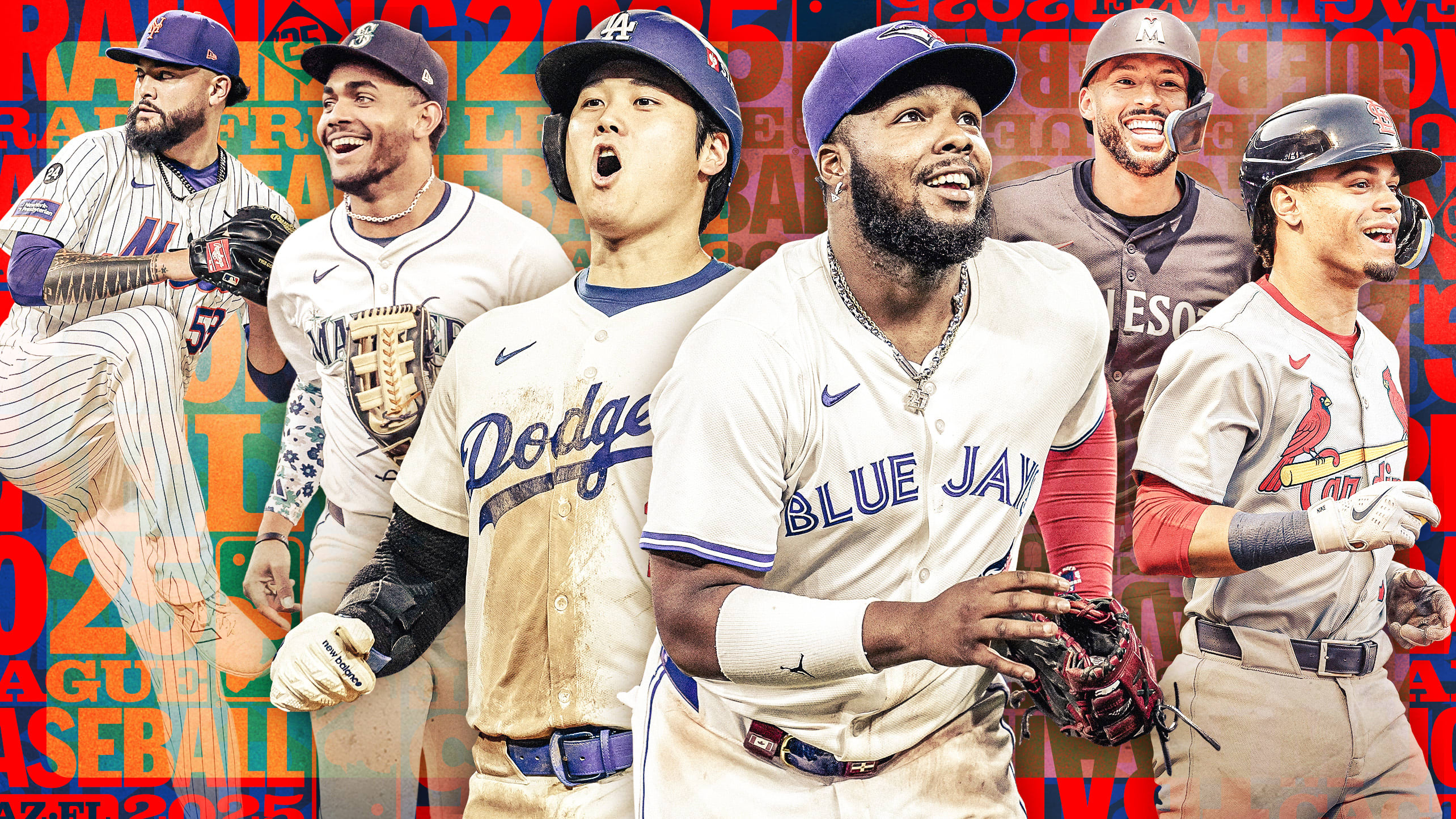 Sean Manaea, Julio Rodríguez, Shohei Ohtani, Vladimir Guerrero Jr., Carlos Correa and Masyn Winn