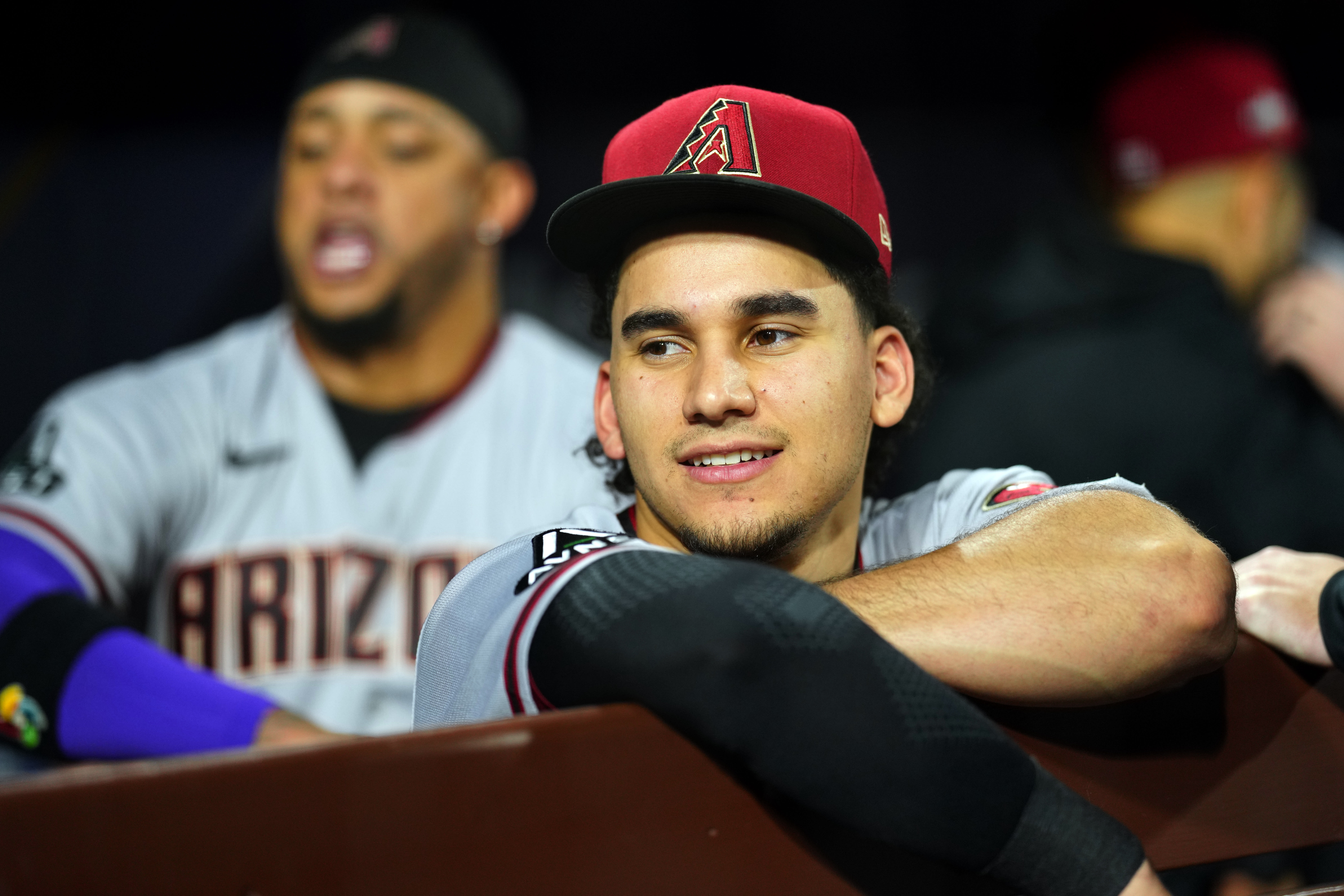 Alek Thomas is pictured in the D-backs' dugout