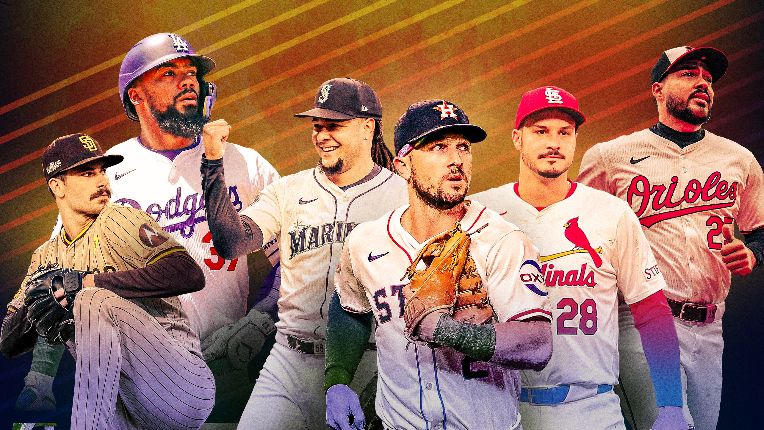 Dylan Cease, Teoscar Hernández, Luis Castillo, Alex Bregman, Nolan Arenado and Anthony Santander