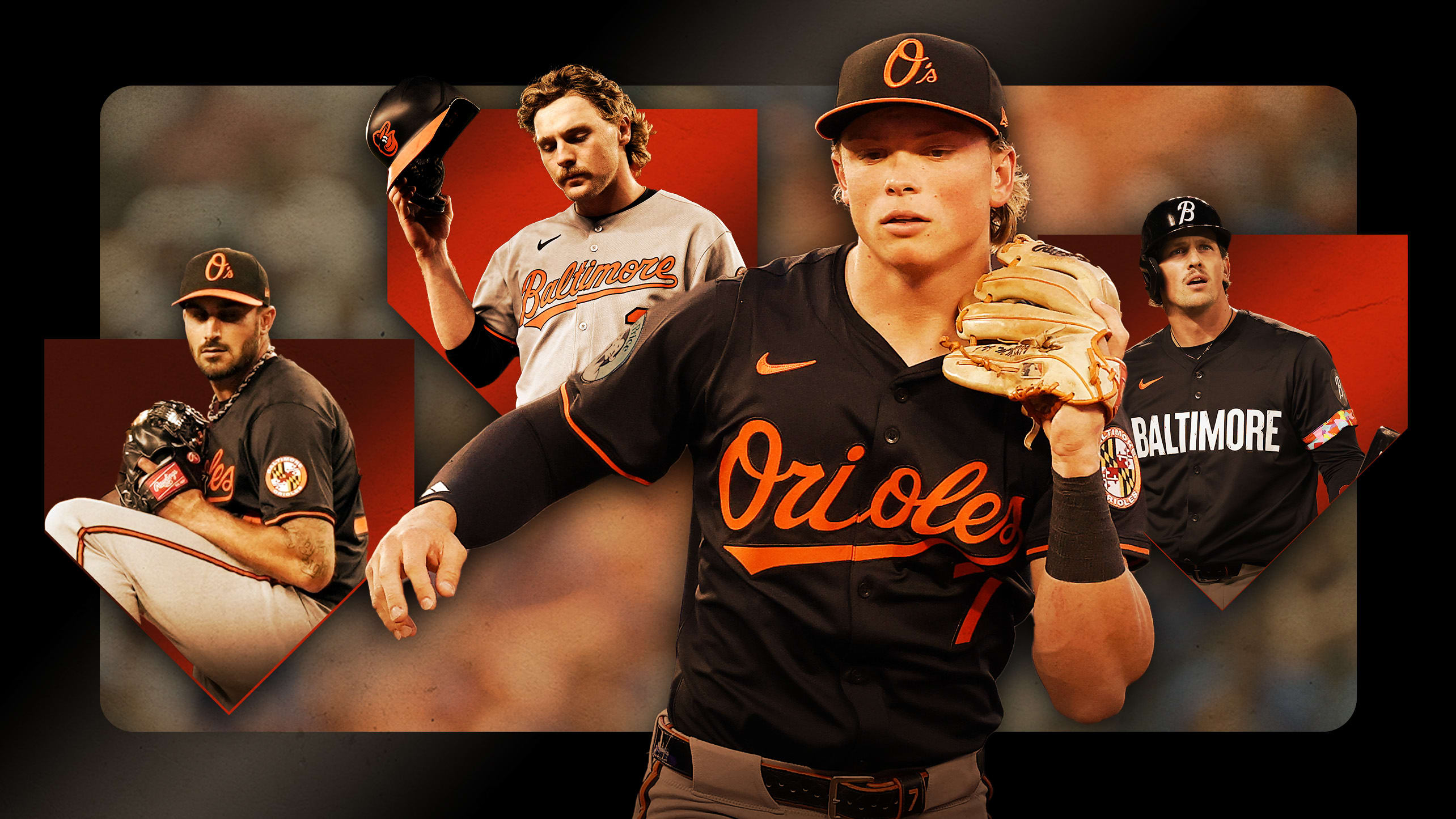 Zach Eflin, Gunnar Henderson, Jackson Holliday and Adley Rutschman