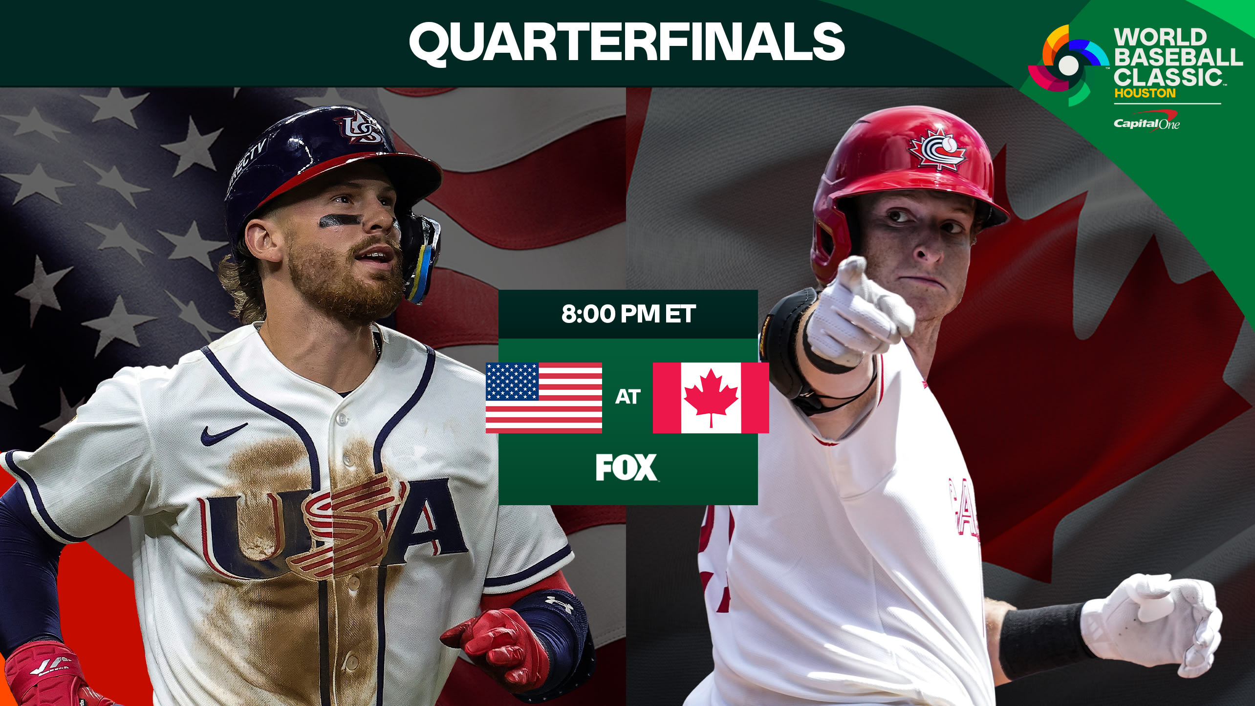 Bobby Witt Jr. of USA vs. Owen Caissie of Canada in World Baseball Classic quarterfinals