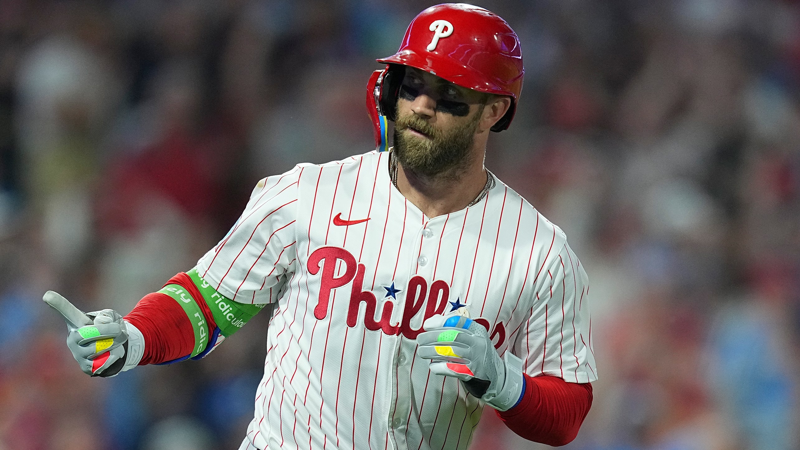 Bryce Harper rounds the bases after his second home run of the game