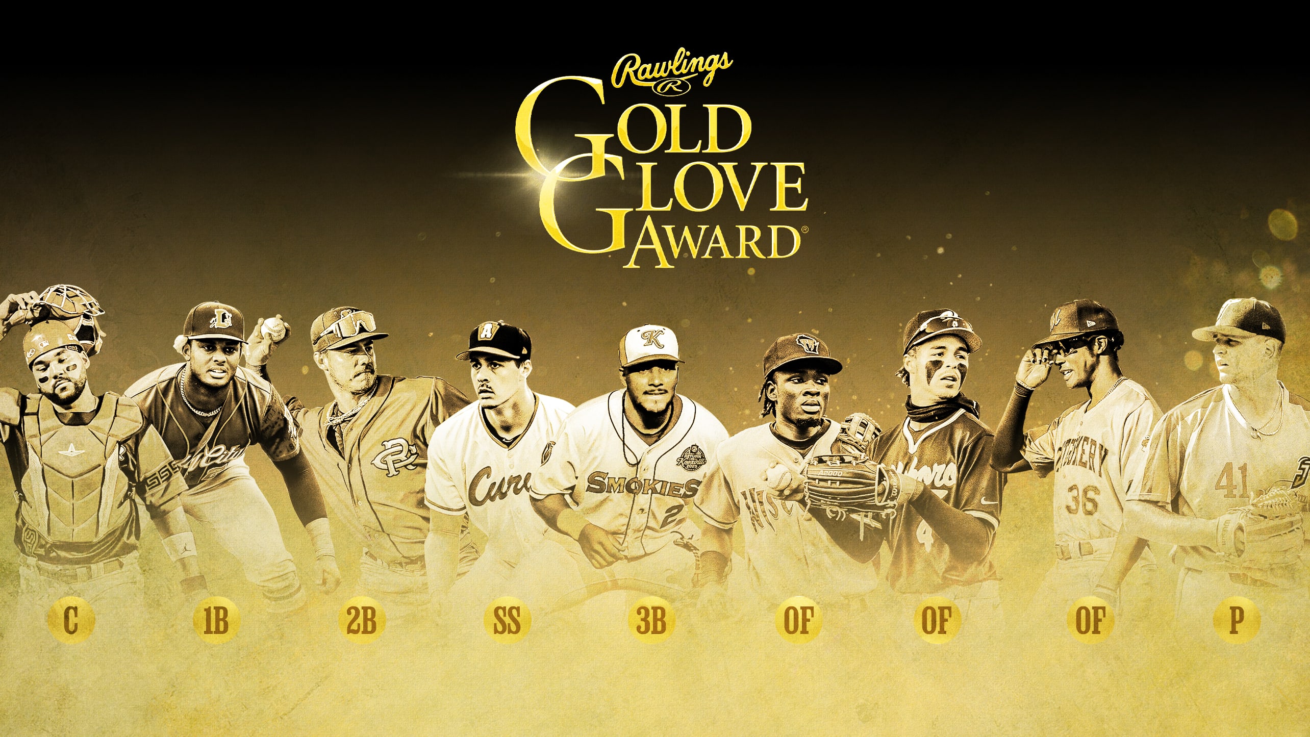 Images of the nine Minor League Gold Glove winners