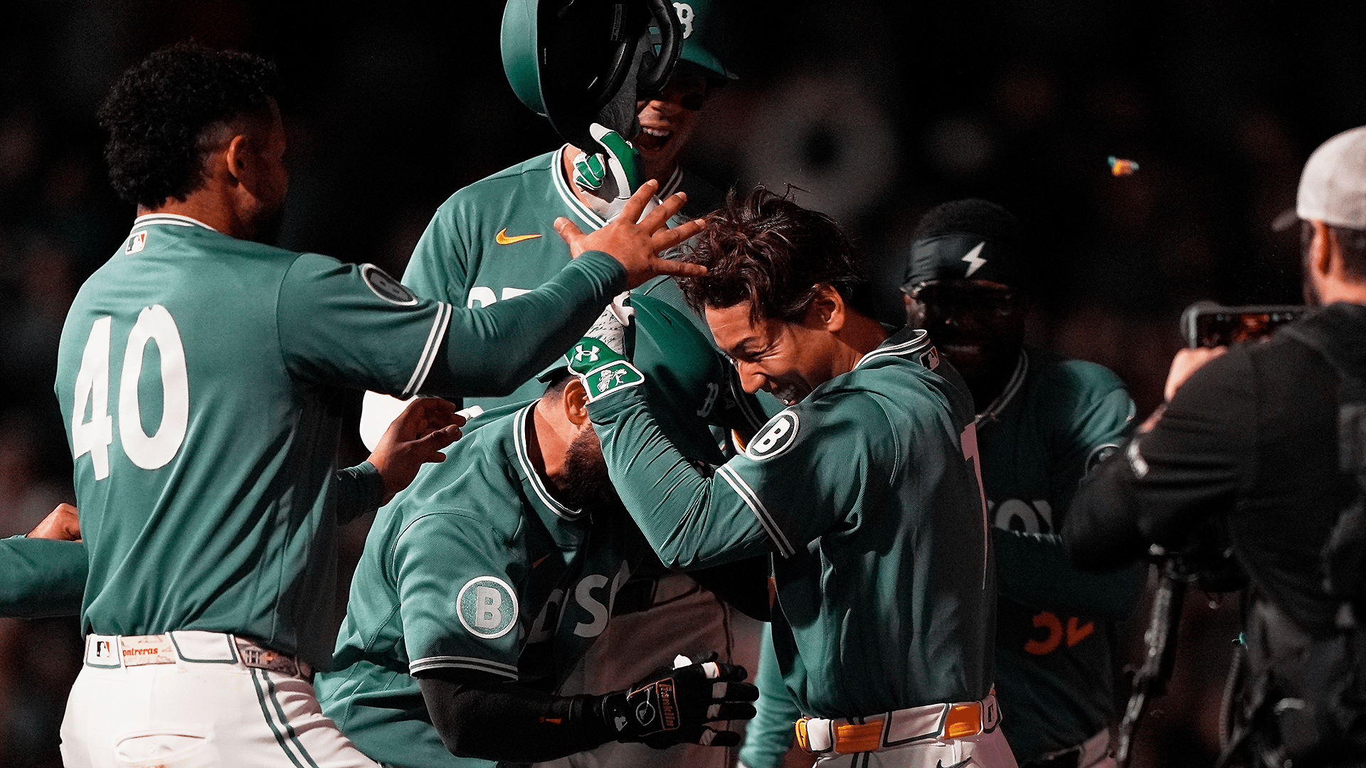 Masataka Yoshida and the Red Sox celebrate