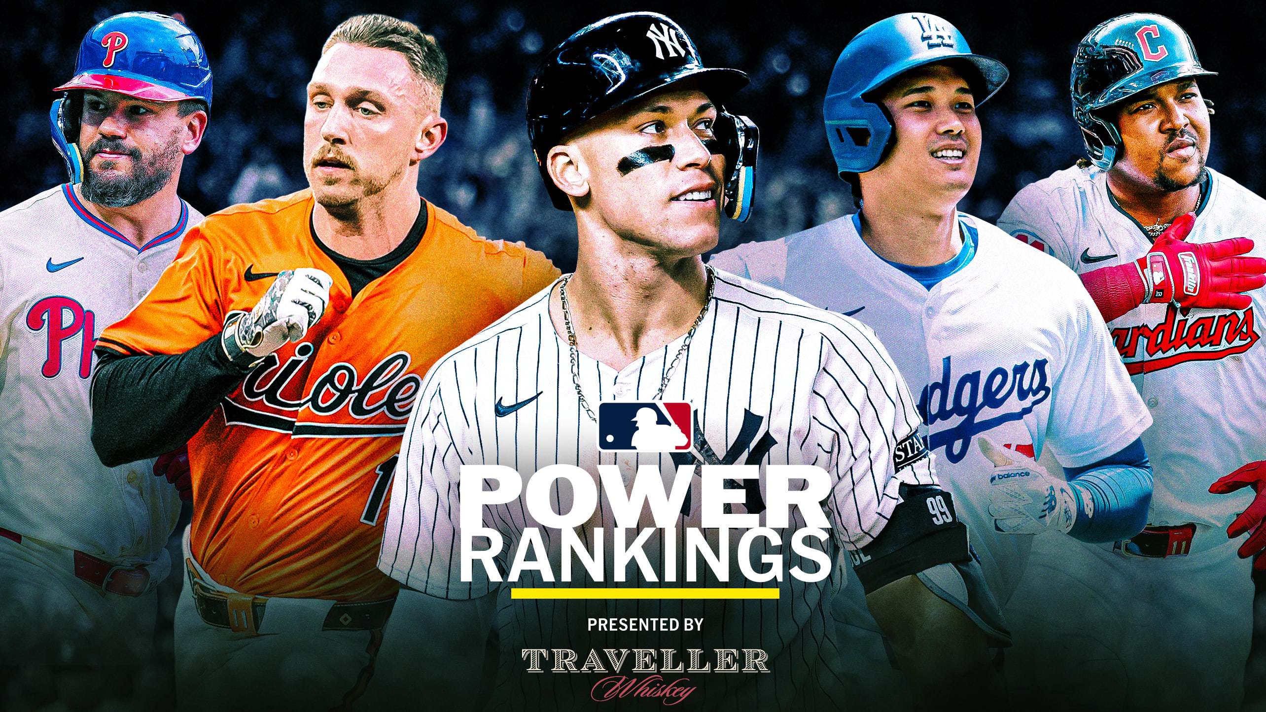 A collage of five players representing the top teams in the Power Rankings