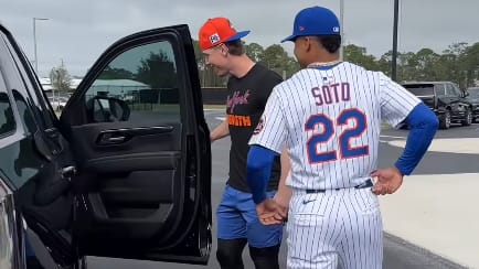 Brett Baty checks out his new ride from Juan Soto