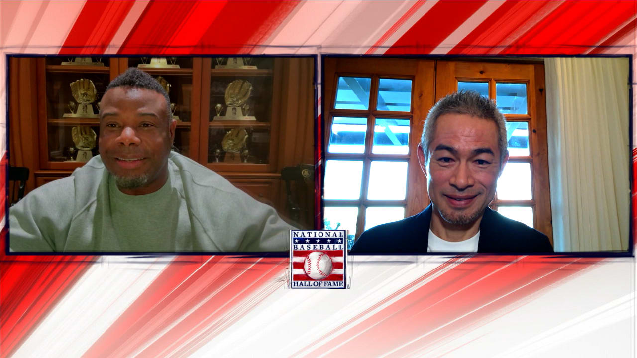 A screengrab of Ken Griffey Jr. and Ichiro Suzuki on MLB Network