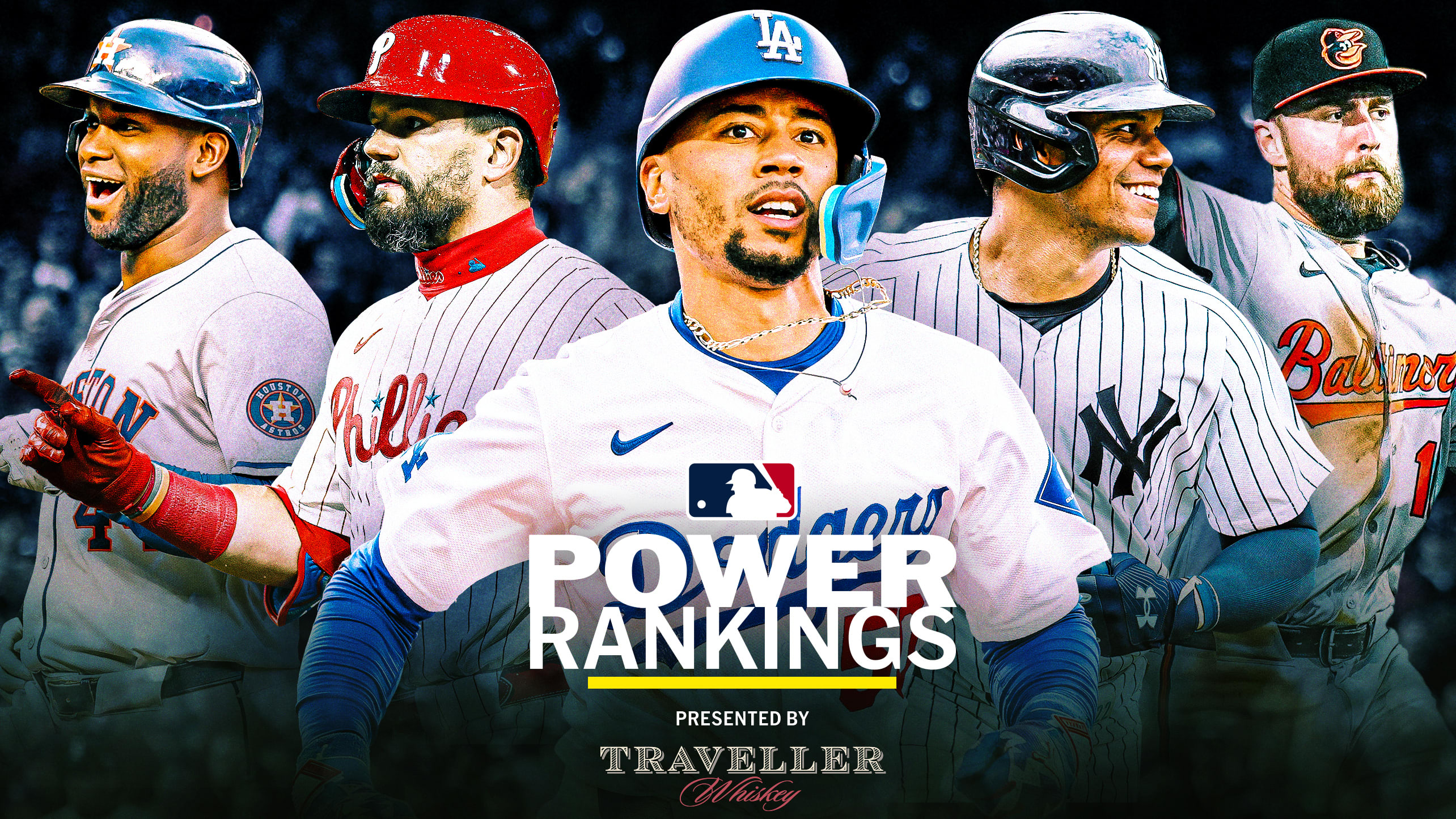 A designed image featuring players from the Top 5 teams in the Power Rankings