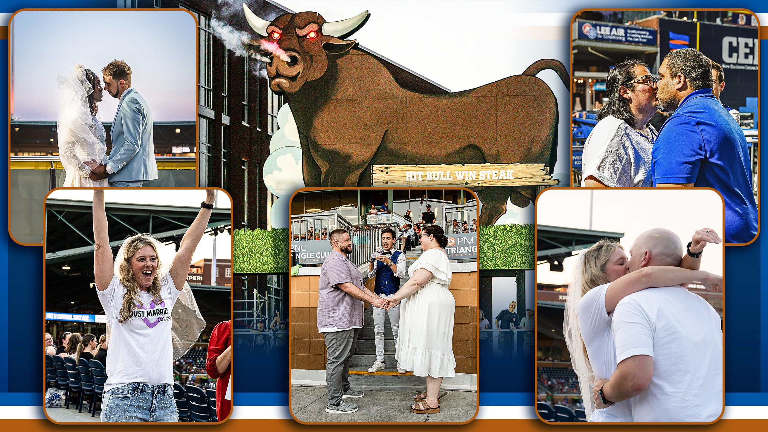 Images from weddings hosted at a Triple-A Durham game