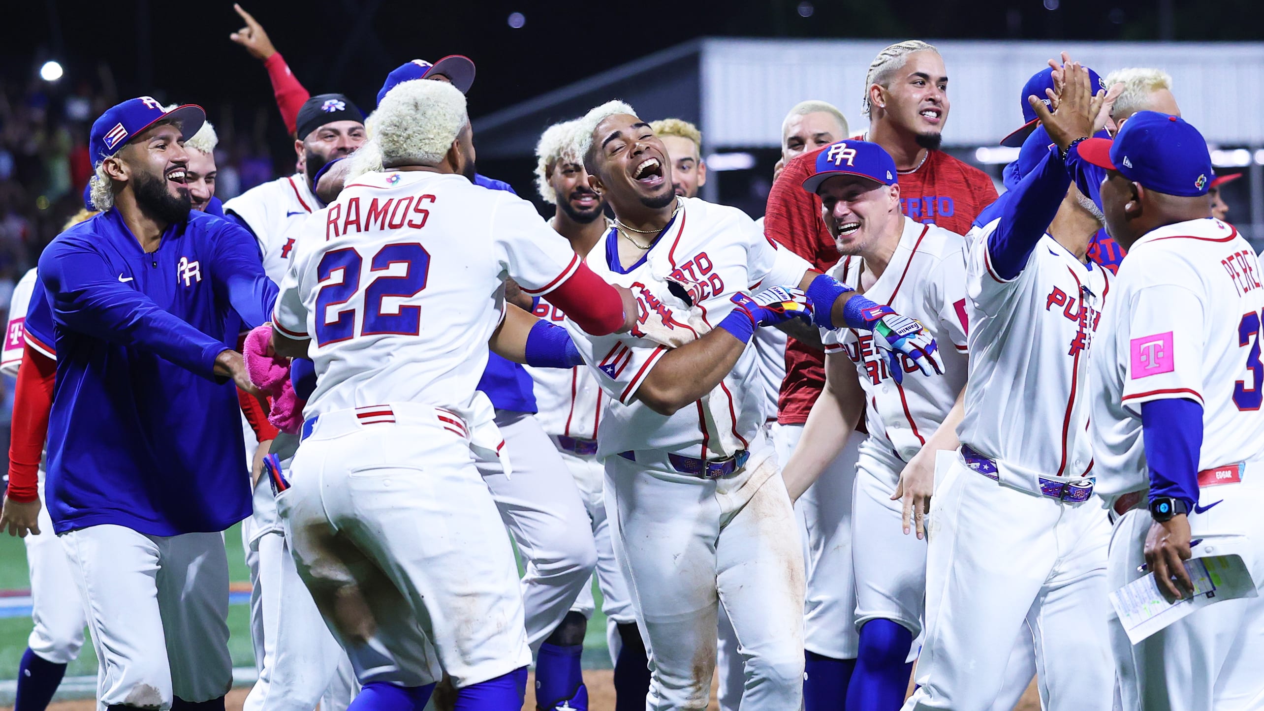 Puerto Rico celebrates after a walk-off homer