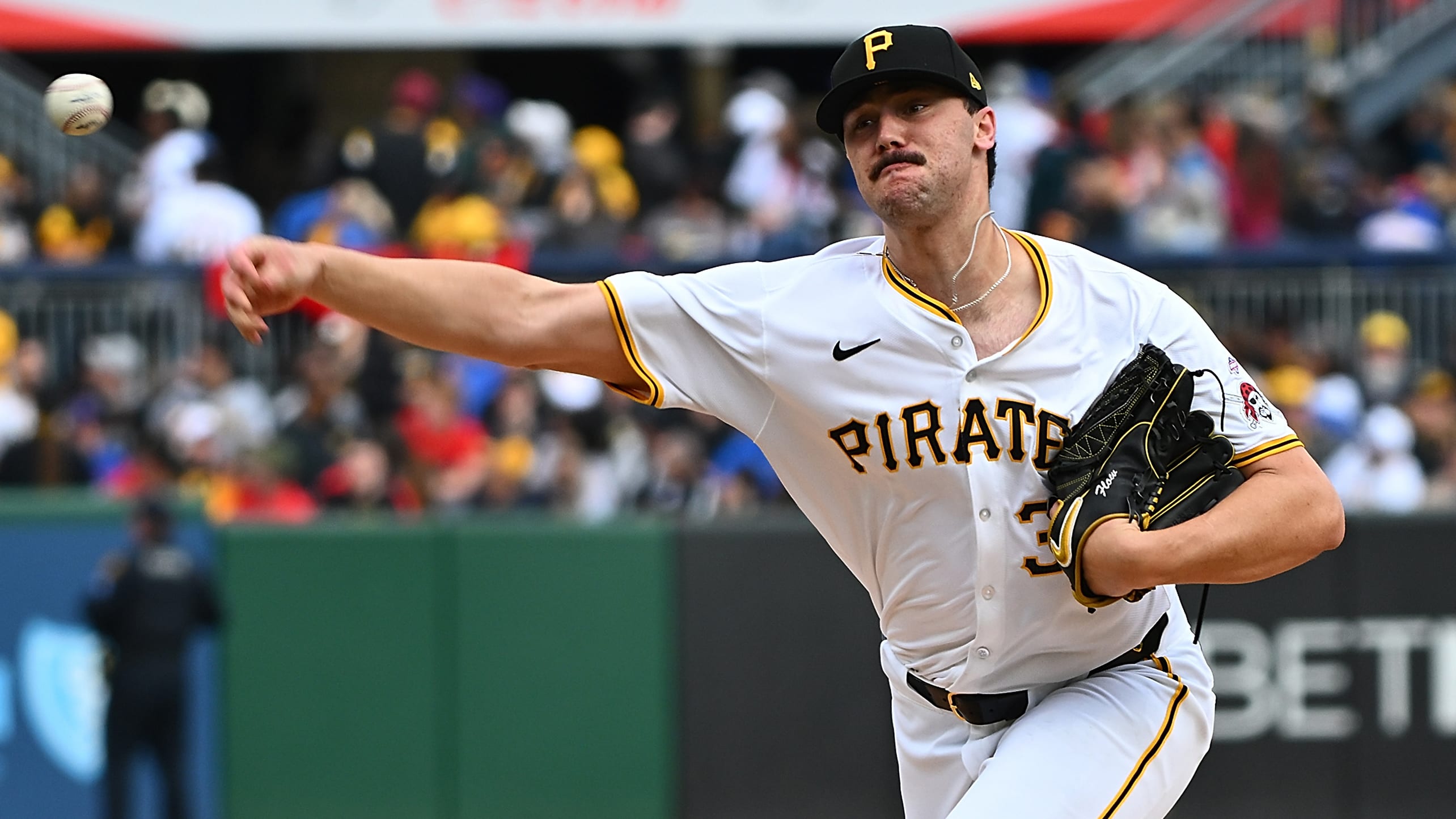 Paul Skenes delivers a pitch during his MLB debut