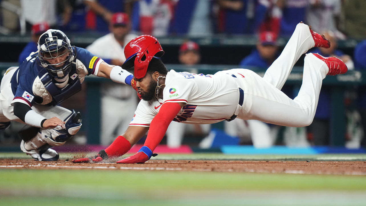 Vladimir Guerrero Jr. slides into home plate