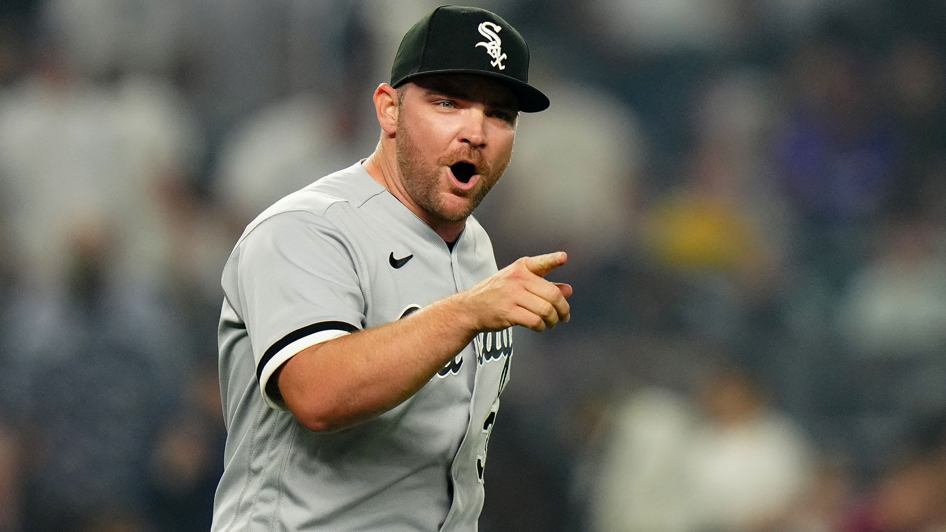 Liam Hendriks points in celebration