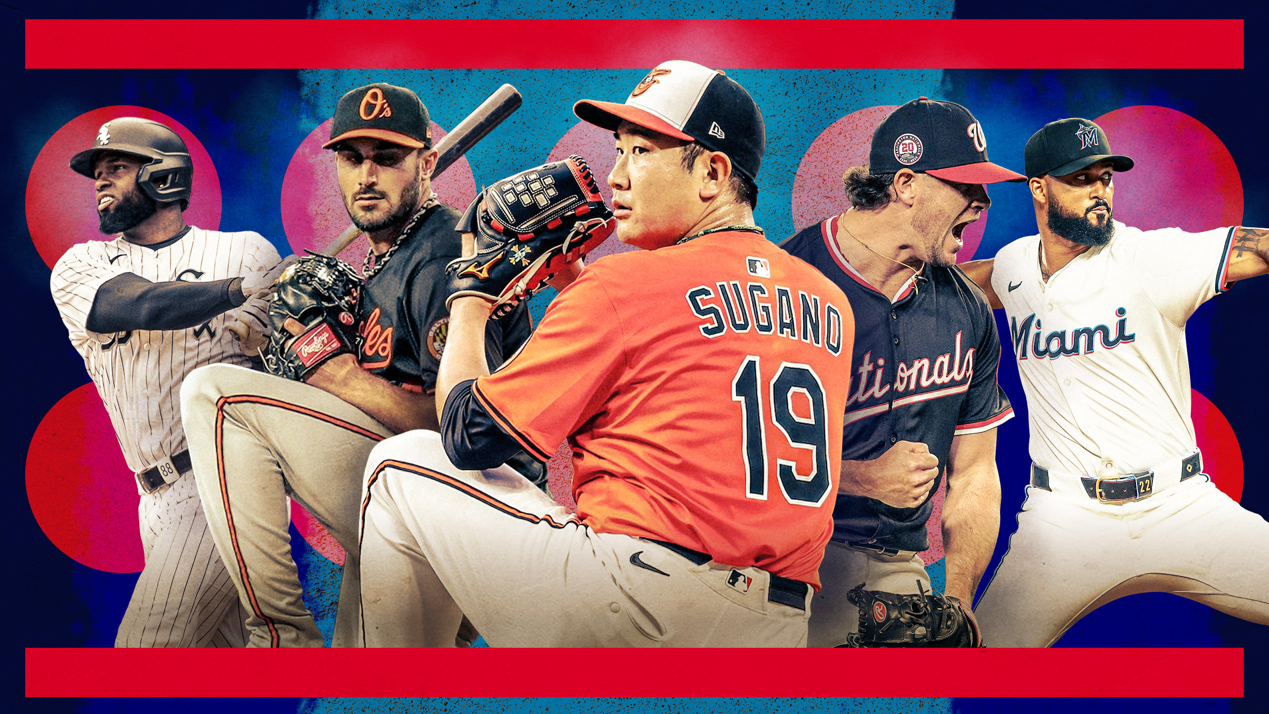 Luis Robert Jr., Zach Eflin, Tomoyuki Sugano, Kyle Finnegan and Sandy Alcantara