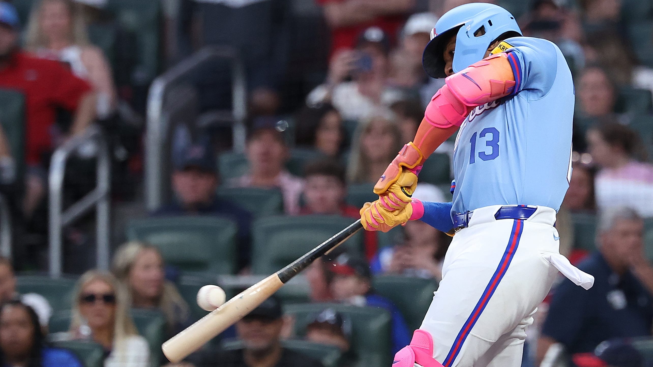 Ronald Acuña Jr. connects with a pitch