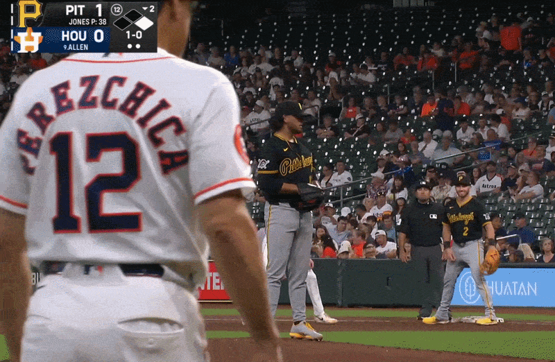 An animated GIF of Jared Jones' balk