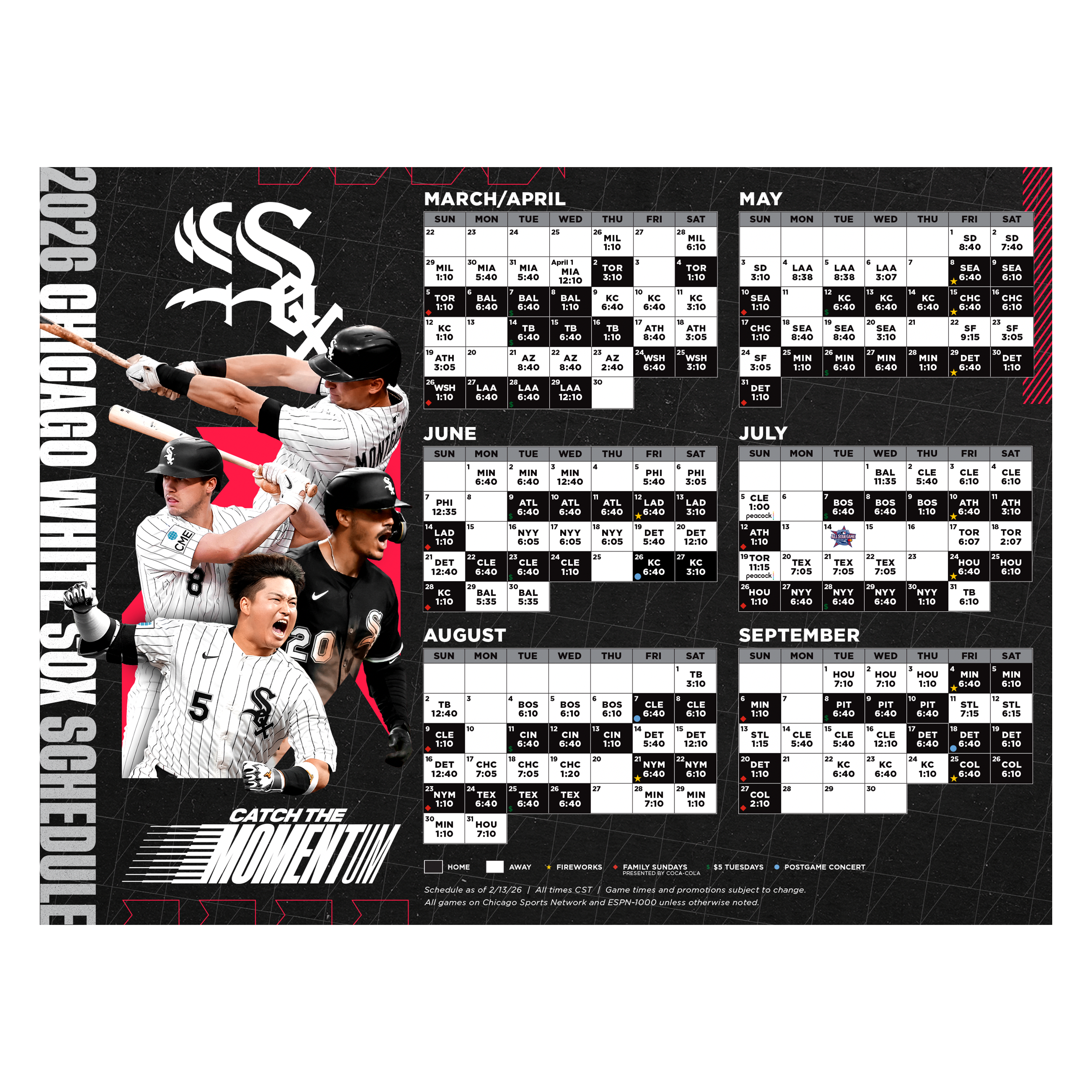 White Sox magnetic schedule
