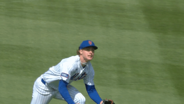 An animated gif of Carson Benge making a diving catch