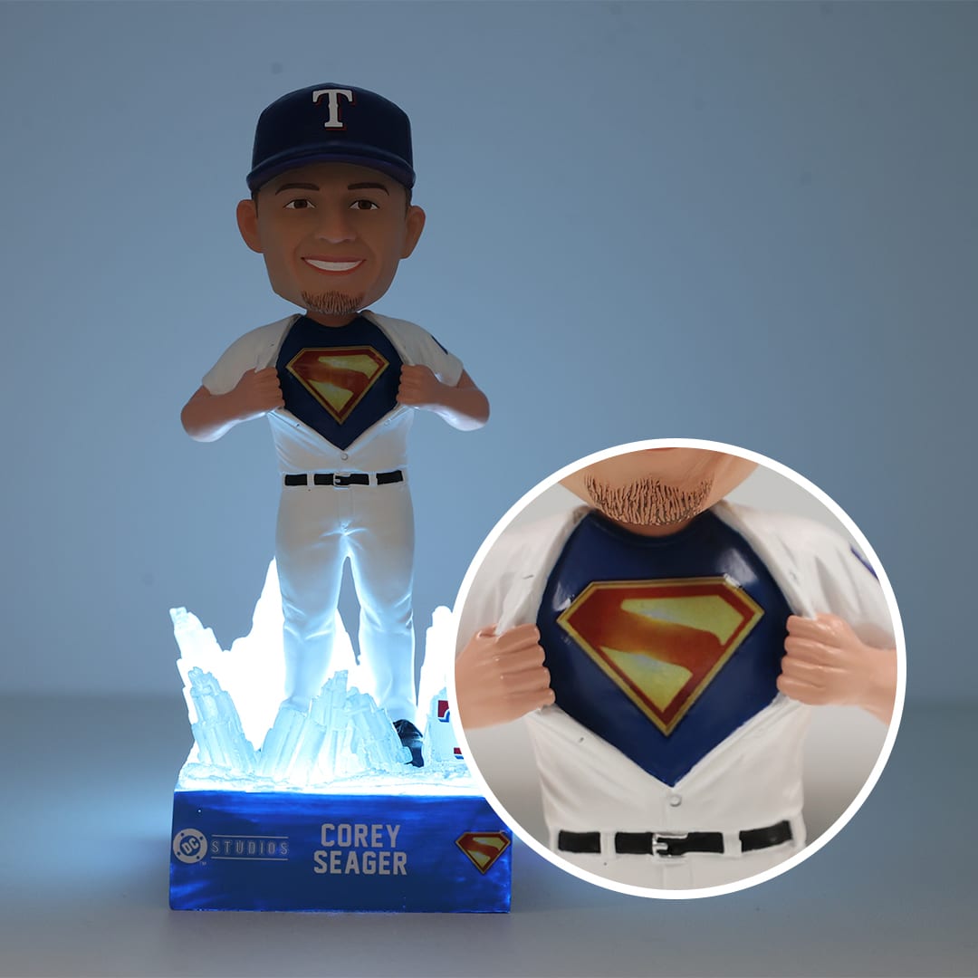 Theme night tickets purchased through this offer will come with an exclusive, illuminated, Corey Seager Superman Bobble.

if you are trying to purchase in the MLB Ballpark app, be sure to purchase your Theme/Community Night ticket from rangers.com/themenights.
